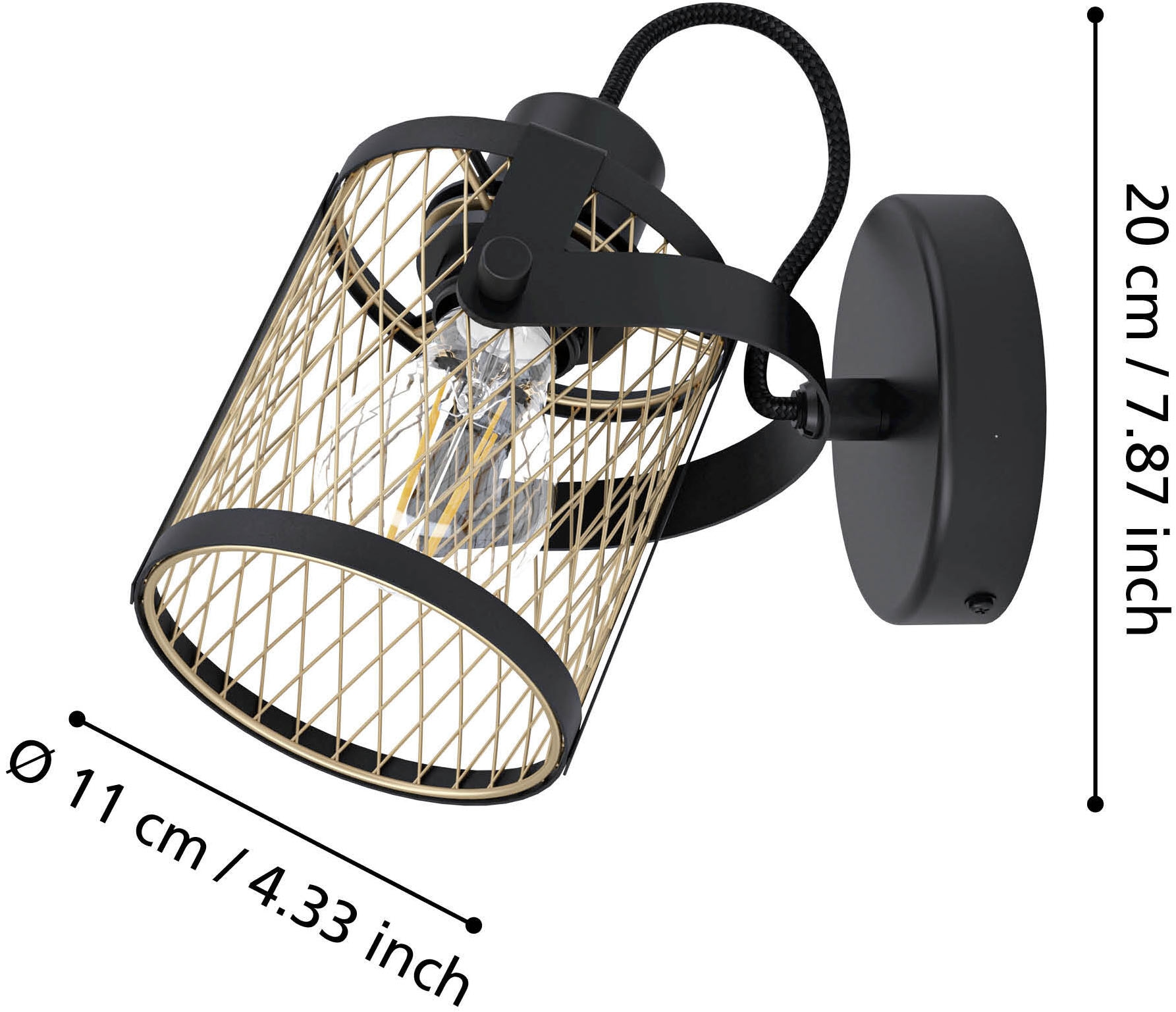 EGLO Deckenspot »DELLOW Spotlampe - Stahl - E27 - 1X40W - IP20« E27 1 Stk. Wandlampe, Wandleuchte, schwenkbarer Strahler, L18 x B11 x H20 cm