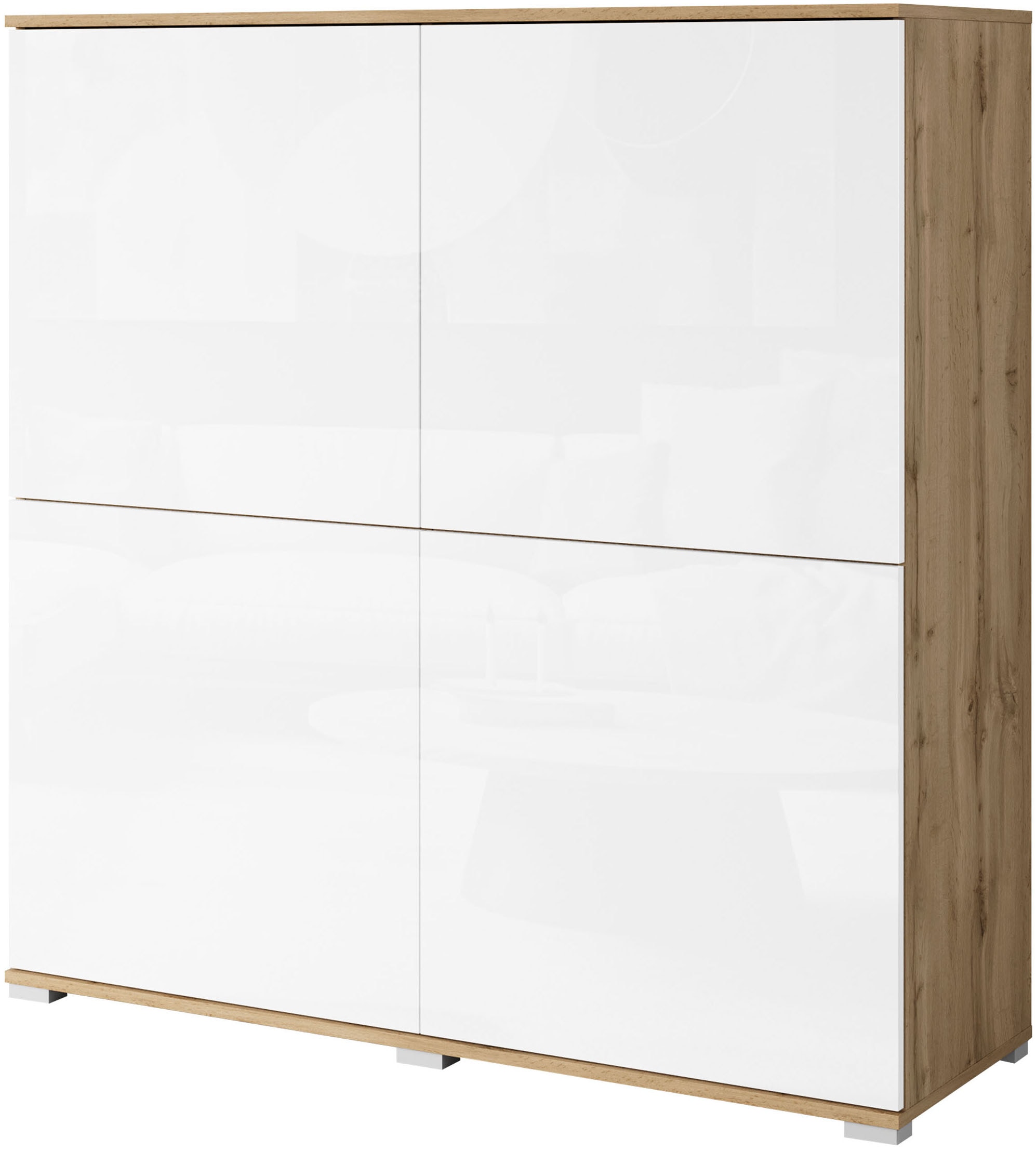 INOSIGN Highboard »Kenia, moderne grifflose Hochkommode mit 4 Türen, Breite 120 cm«, (1 St.), Push-to-Open-Fronten, höhenverstellbaren Einlegeböden