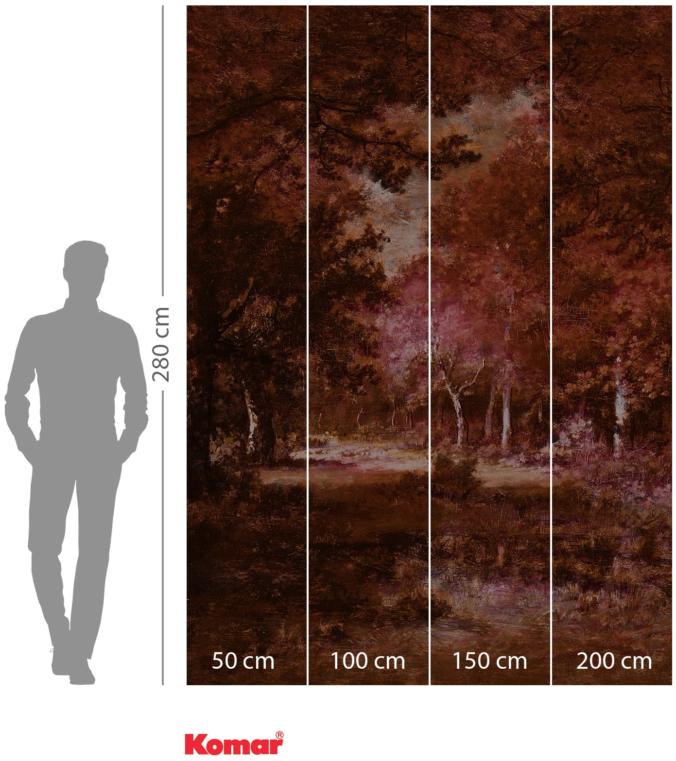 Komar Vliestapete »Digitaldruck Vlies - Autumna Rosso - Größe 200 x 280 cm«, bedruckt, Wohnzimmer, Schlafzimmer