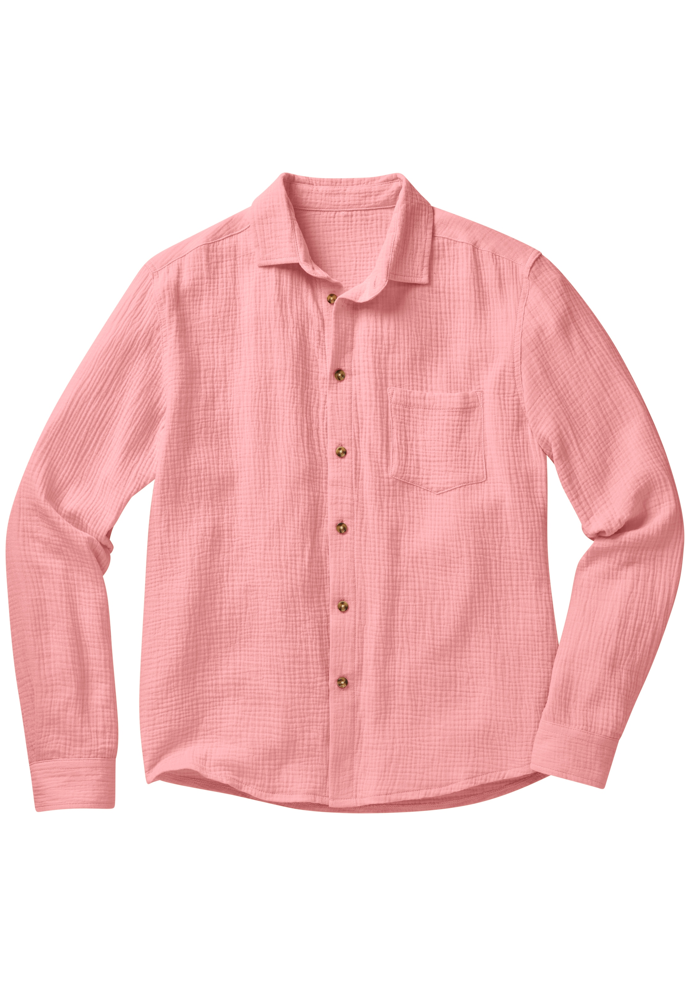 Beachtime Langarmhemd »Regular fit« Langarm, Freizeithemd aus Musselin-Ware