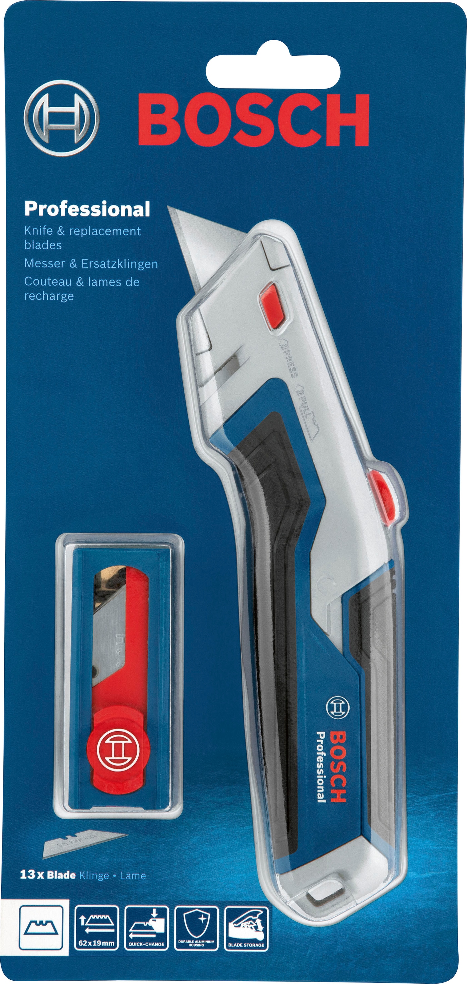 Bosch Professional Teppichmesser »(1600A027M5)«, inkl. 10 Ersatzklingen 62 x 19 mm