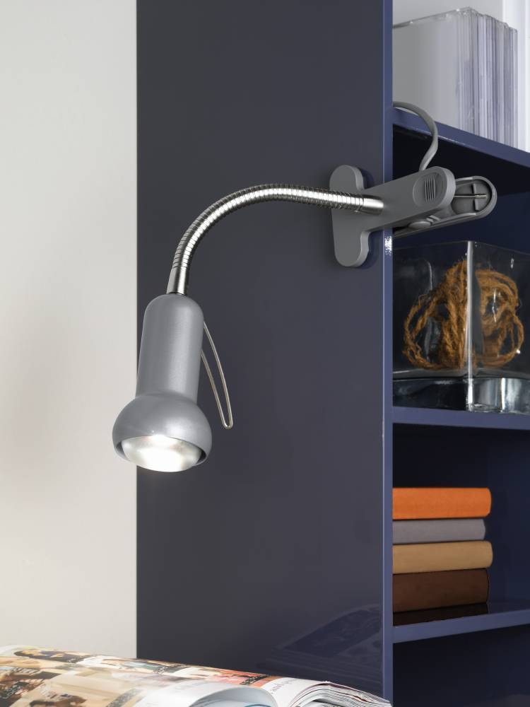 EGLO Klemmleuchte »FABIO Klemmspot, silber, exkl. Leuchtmittel E14, mit Klemme, Büro«, 1 flammig, Leuchtmittel E14 | Leuchtmittel wechselbar-ohne Leuchtmittel, Klemmlampe, Leselampe, Schalter, flexibler Leuchtenhalts, Höhe: 30cm