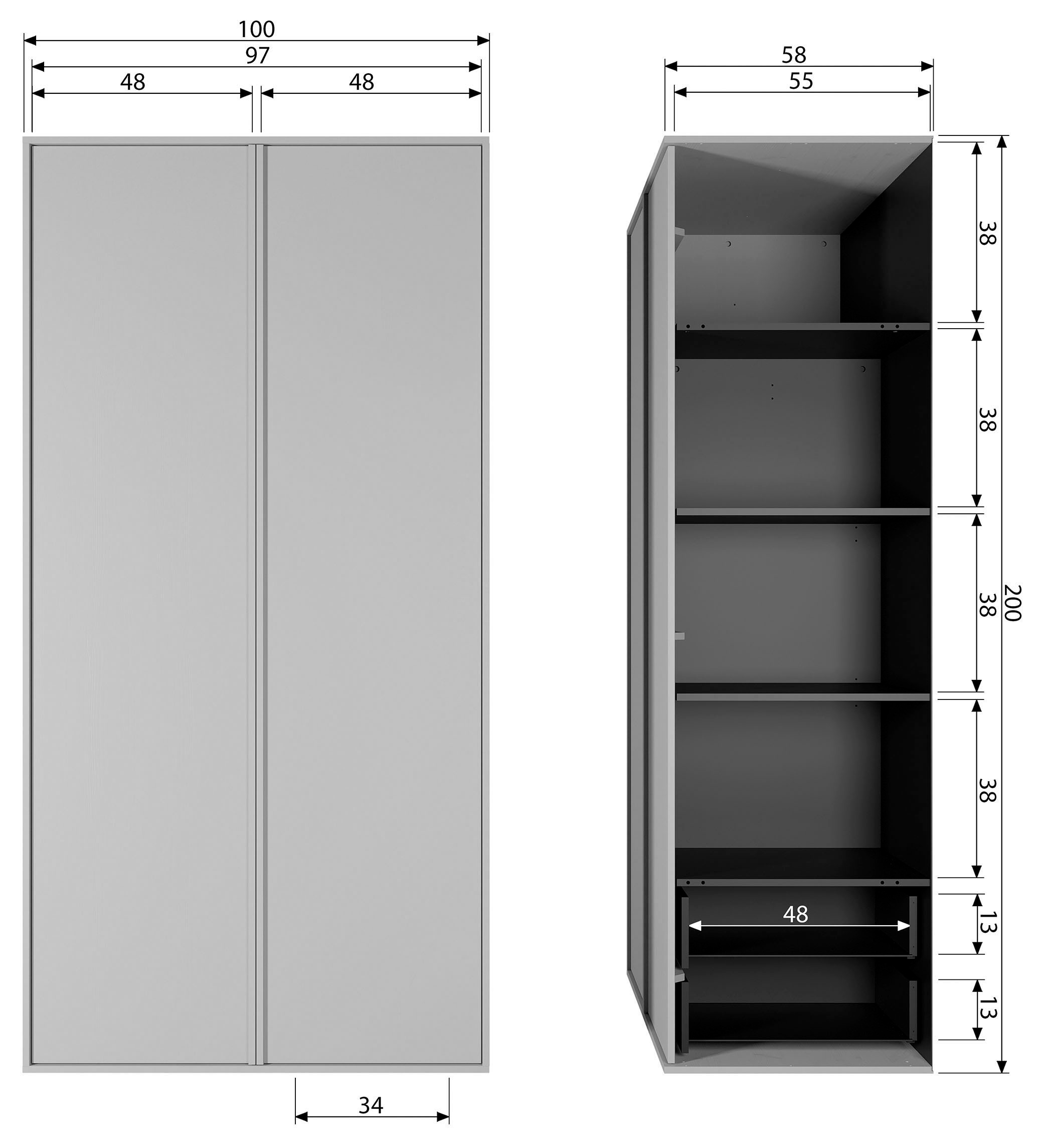 WOOOD Garderobenschrank »Daily«, H 200 cm x B 100 cm x T 58 cm