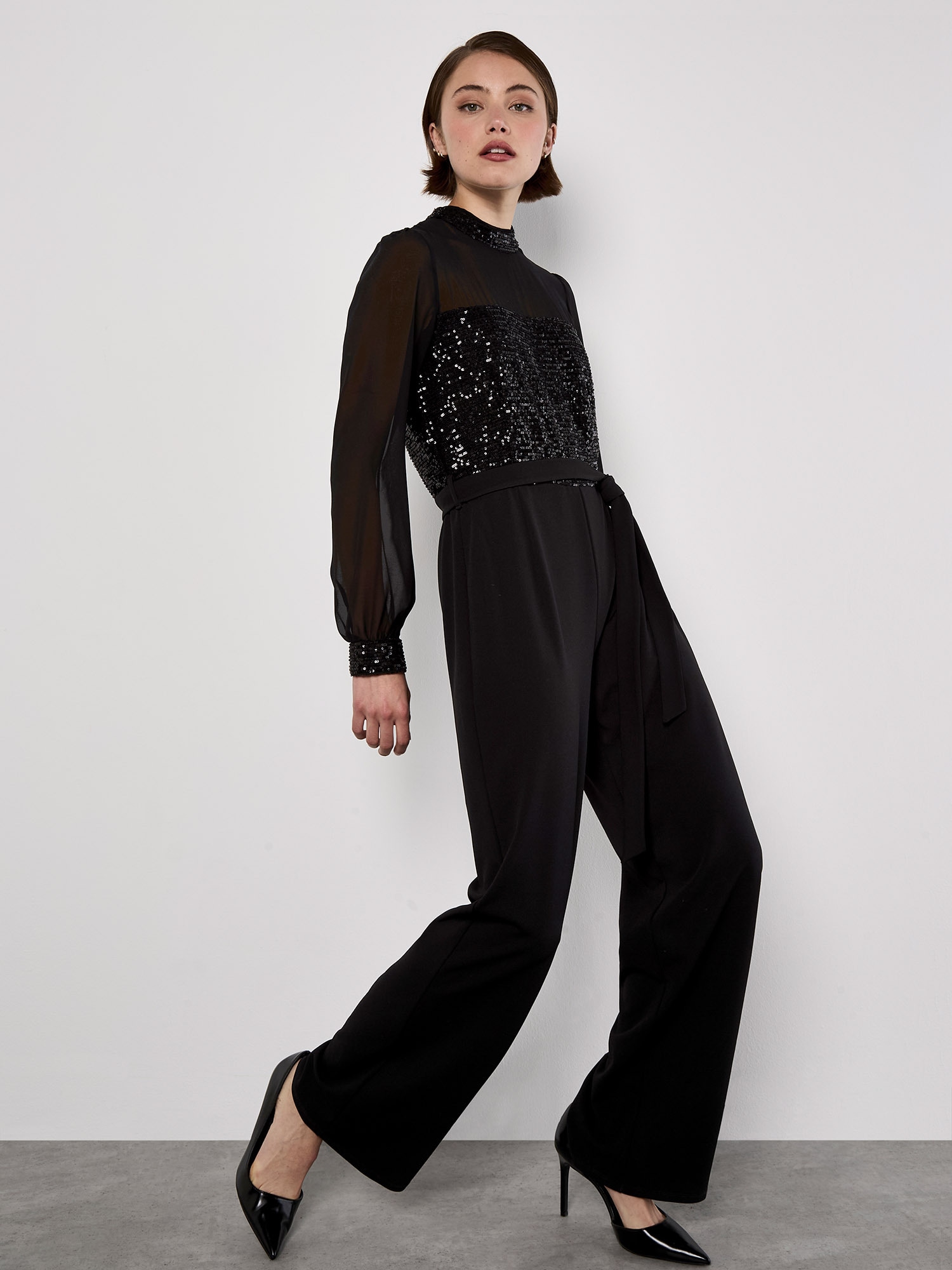Apricot Jumpsuit »Jumpsuit mit Paillettenverzierung« mit Semitransparenz