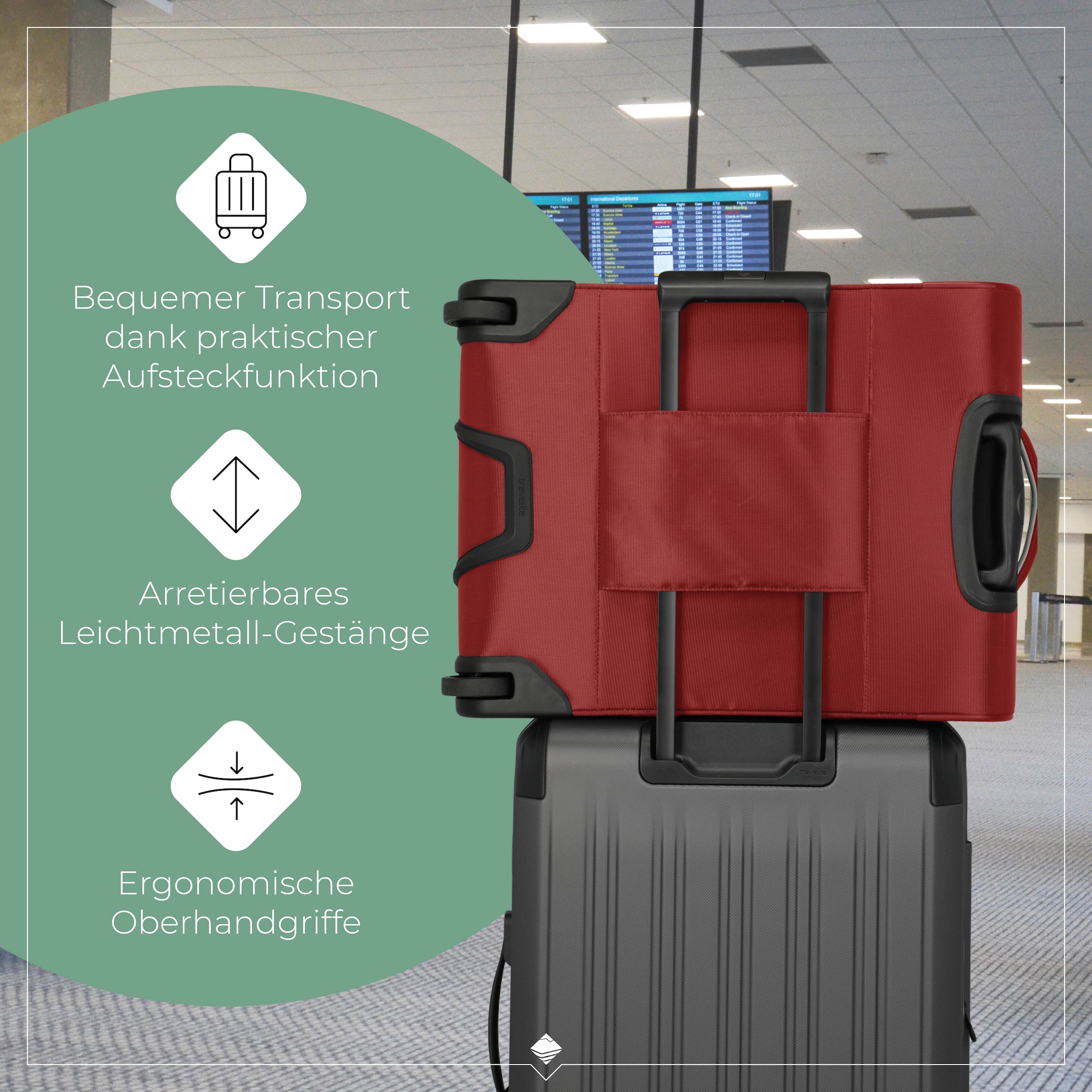 travelite Handgepäck-Trolley »JETPACK Multi 2 Cabin Handgepäck Koffer« 41 l 2 Rollen Weichgepäck, passend für Ryanair, Condor und viele gängige Airlines