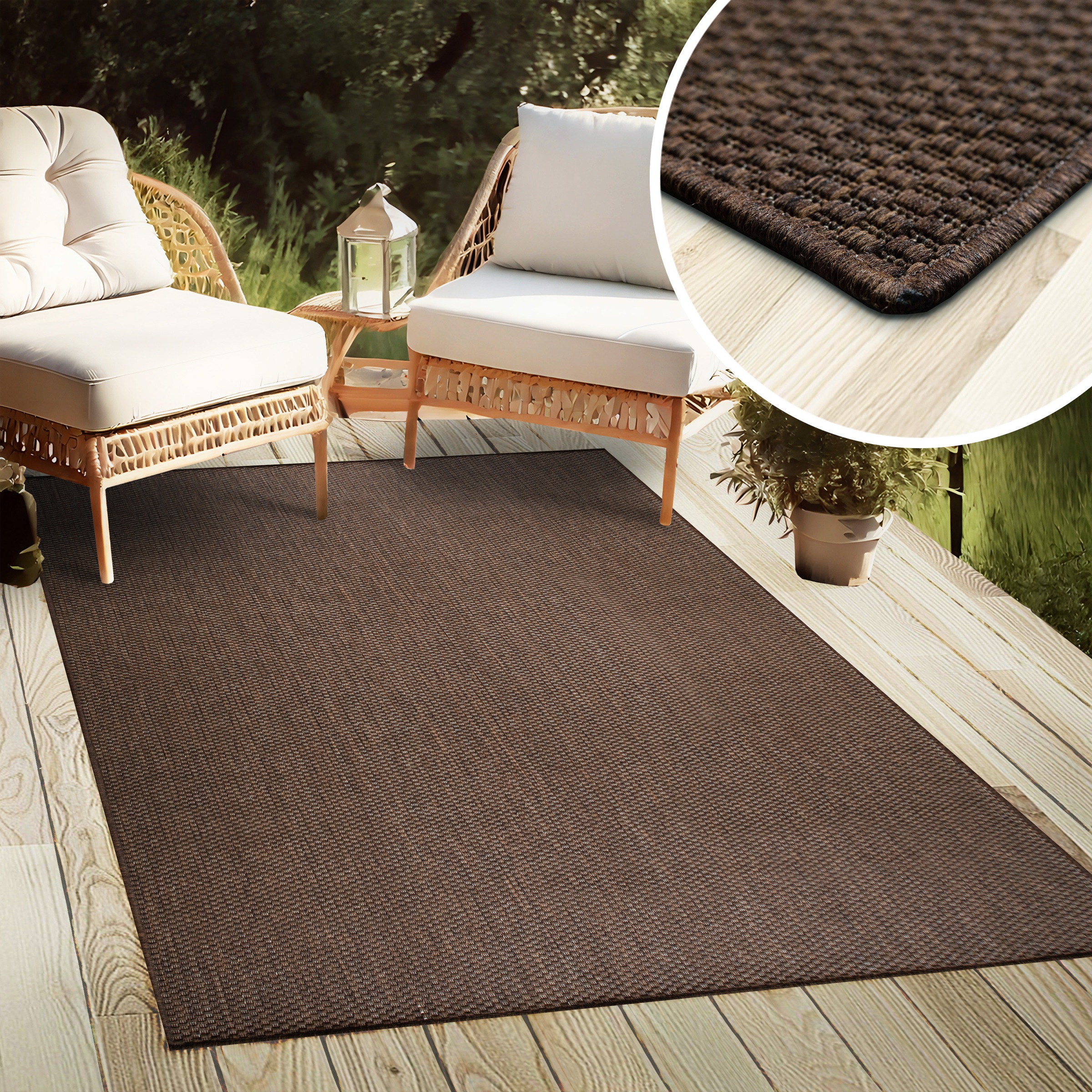 my home Teppich »Venedig auch als Läufer erhältlich«, rechteckig, 4 mm Höhe, In- und Outdoor geeignet, Sisal-Optik, Wetterfest & UV-beständig