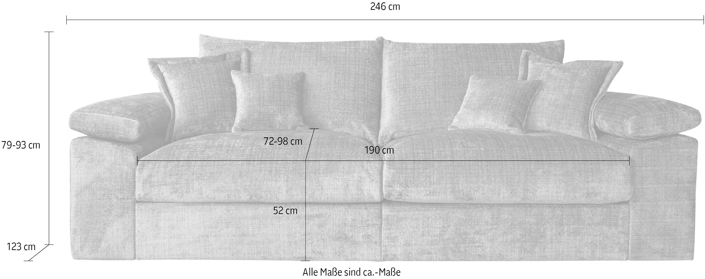 Home affaire Big-Sofa »Soft&Cosy XL - Breite 246 cm«, Mega-Sofa, Cord oder Chenille-Struktur, Federkern-Polsterung