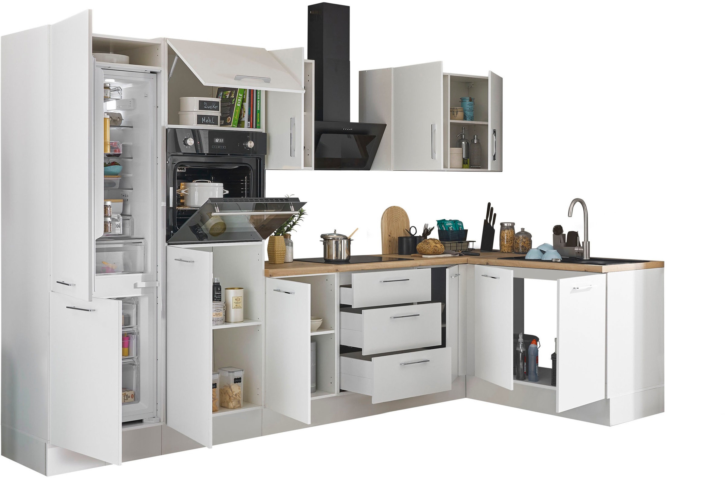 BASIC by Balculina Winkelküche »Turin« Stellbreite 330x175 cm, wahlweise mit E-Geräten