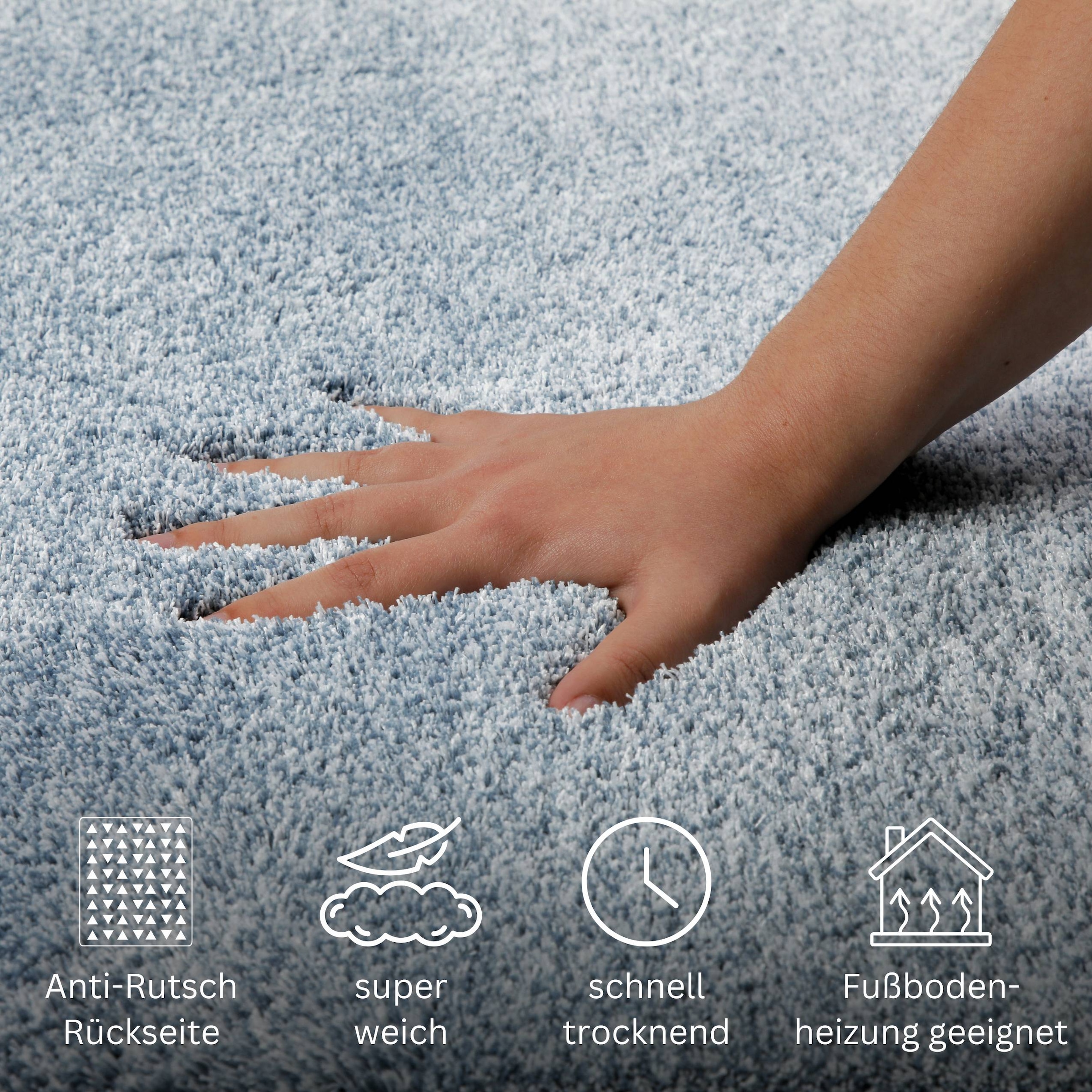 OTTO home Badematte »Utta« Höhe 25 mm rutschhemmend beschichtet schnell trocknend Badteppich, getuftet, mit modernem Farbverlauf, flauschig, hochflor