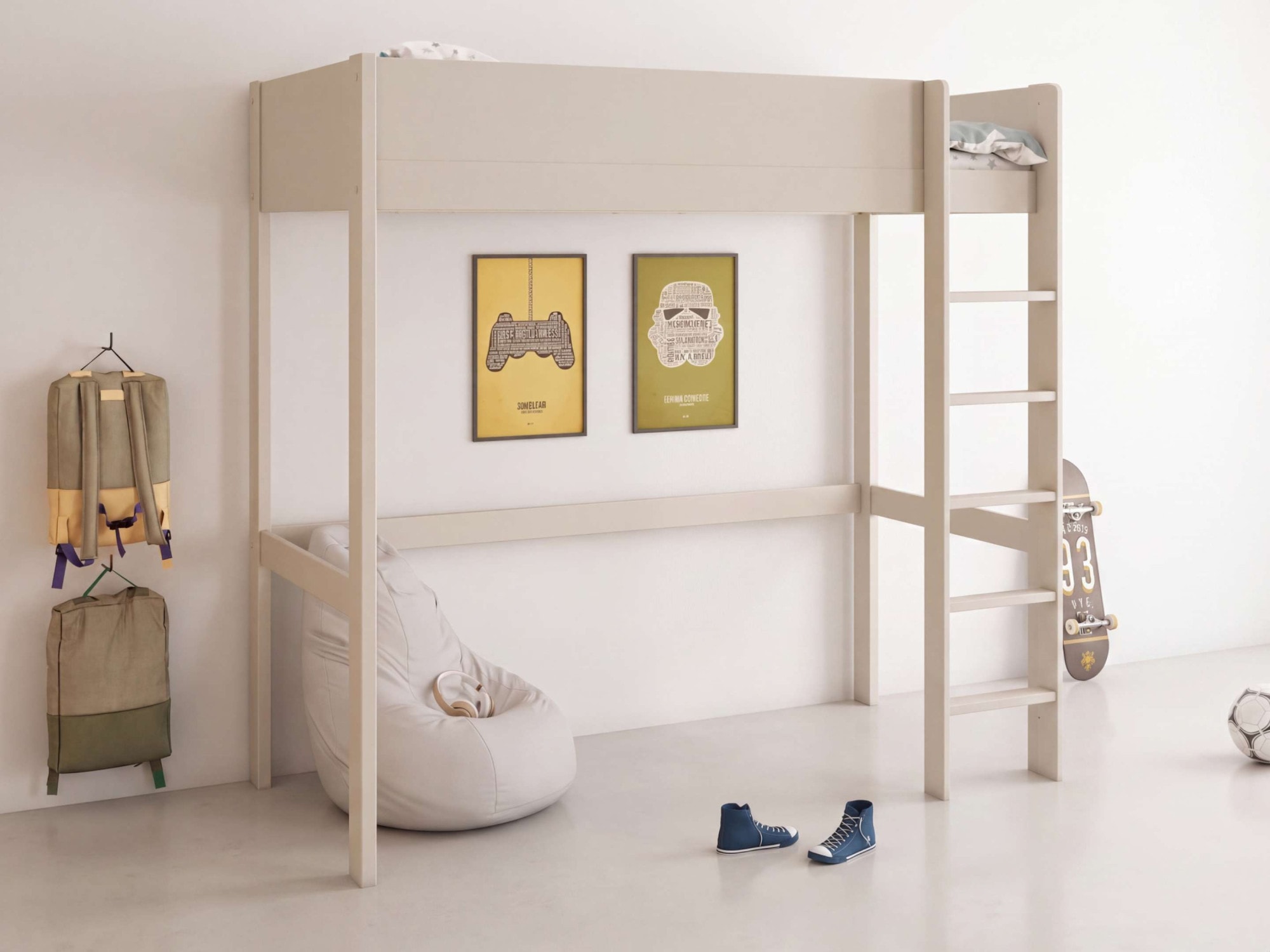 OTTO home Hochbett »Tipo – FSC®-zertifiziertes Massivholz mit viel Freiraum darunter« B/H/T 207,7x190x105cm,  Flexible Leiter-Montage, Rundum-Schutz und optimale Raumnutzung