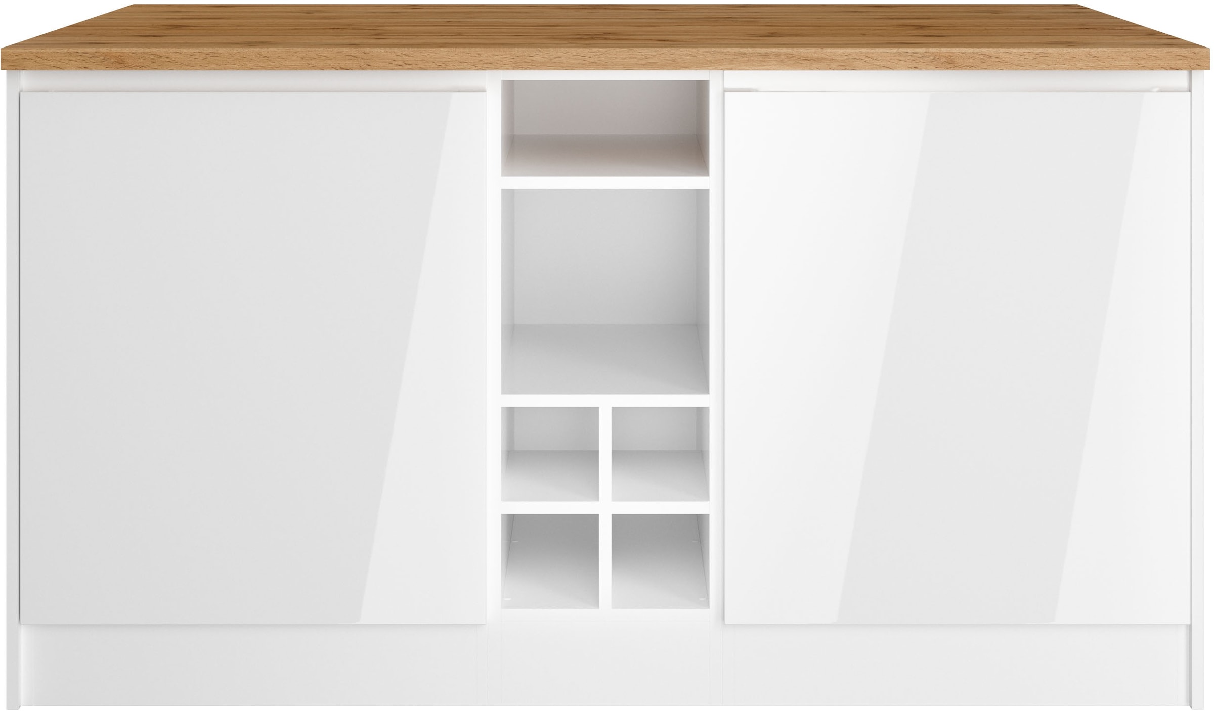 KOCHSTATION Kücheninsel »KS-Virginia«, Breite 153 cm, MDF-Fronten, Flaschenregal