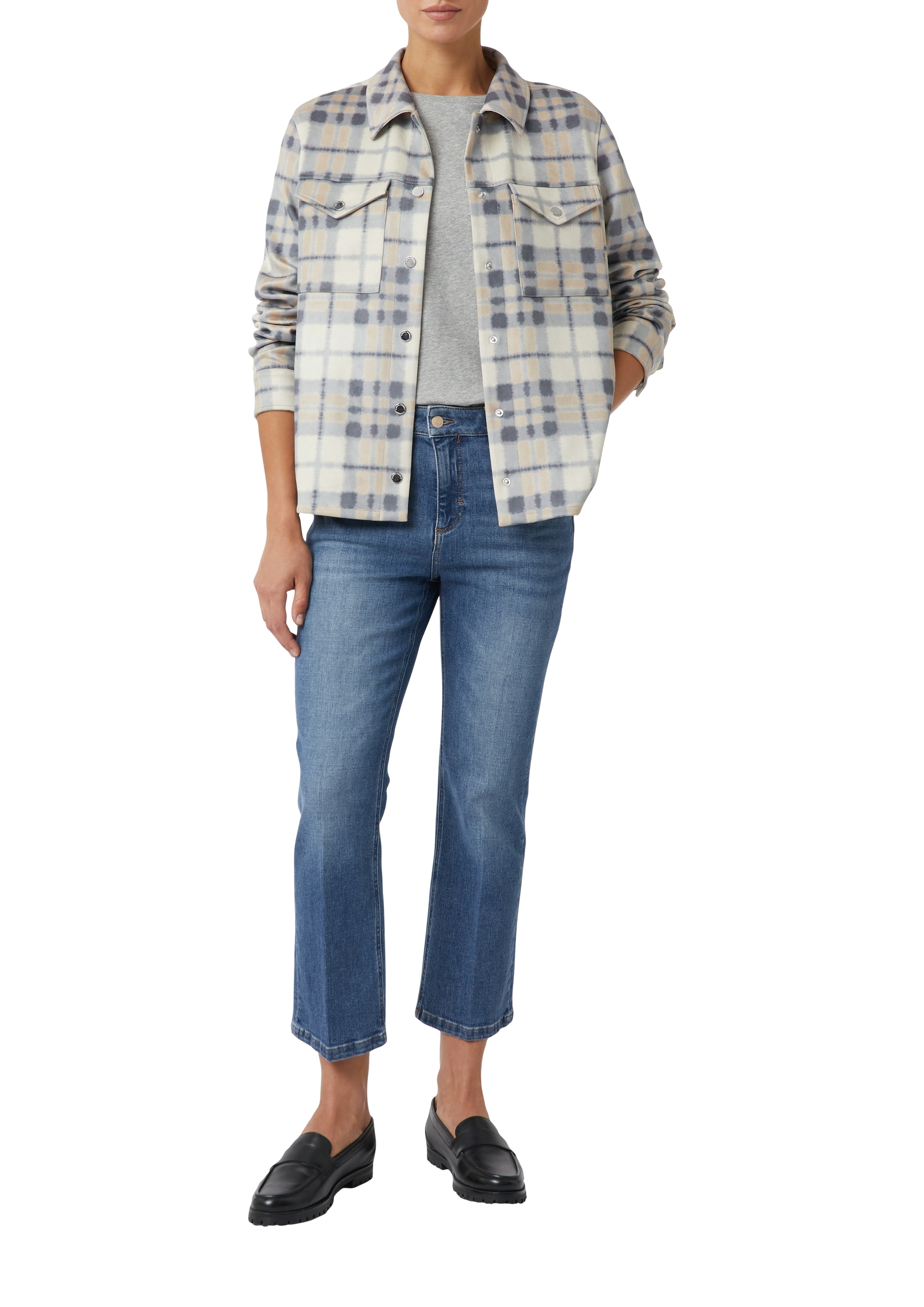 comma casual identity Ankle-Jeans, washed, 5-Pocket, casual, flared leg, Baumwollmischung