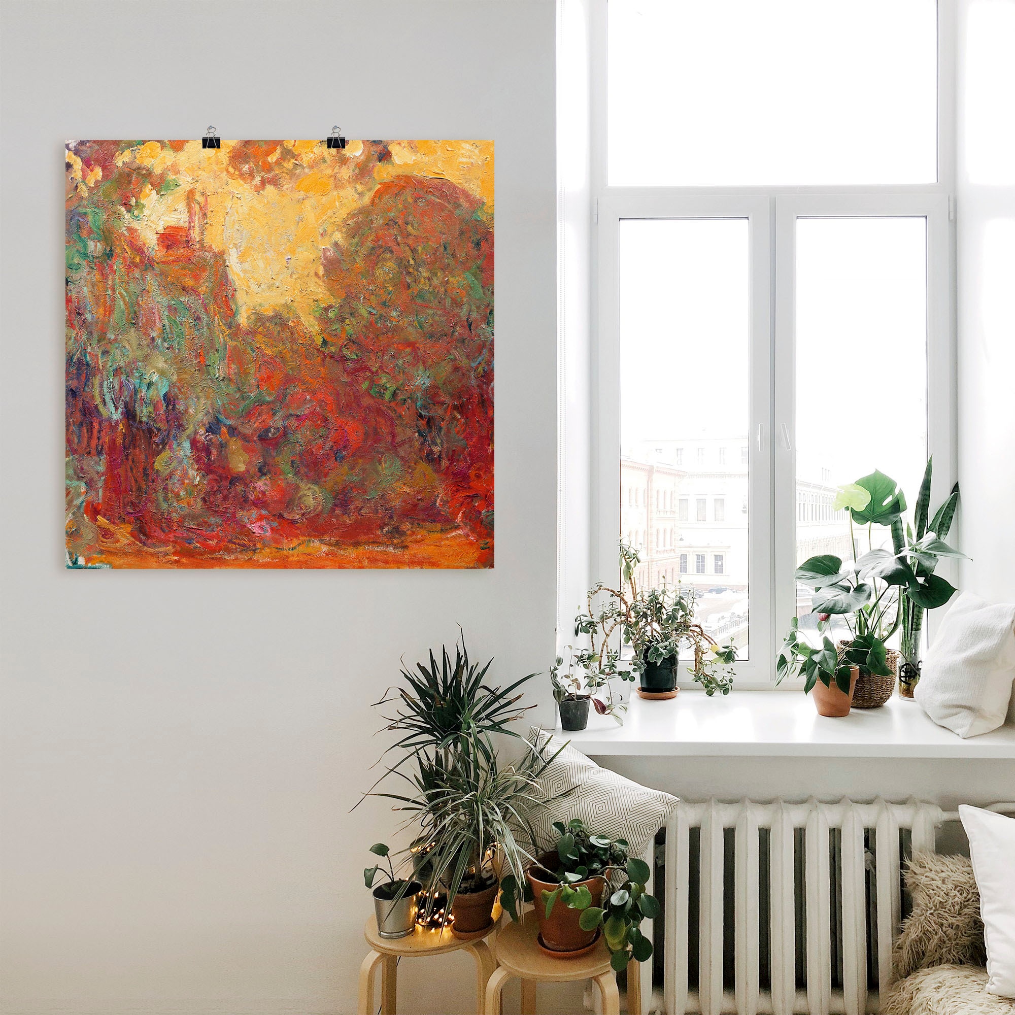 Artland Poster »Das Haus in Giverny Komposition in rot« Gegenstandslos 1 Stk. tlg. ohne Rahmen