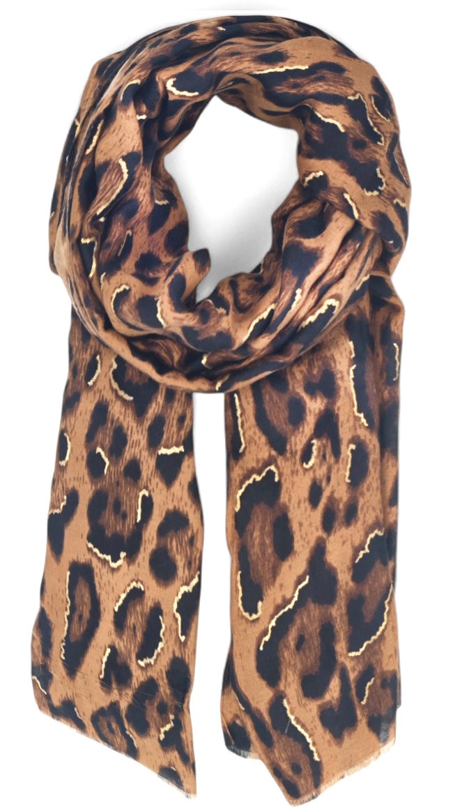 styleBREAKER Schal »Schal Leoparden Muster Gold Metallic« 1 Stk.