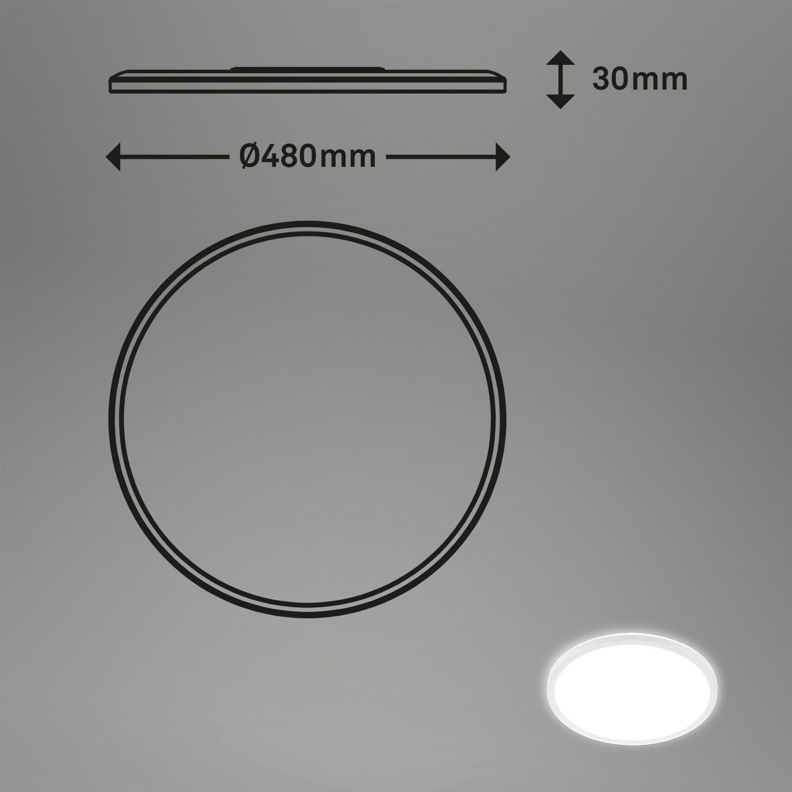 Briloner Leuchten LED Panel »3428016 SLIM«, Leuchtmittel LED-Board | LED fest integriert, ultraflach, mit Backlighteffekt, weiß, 48 cm