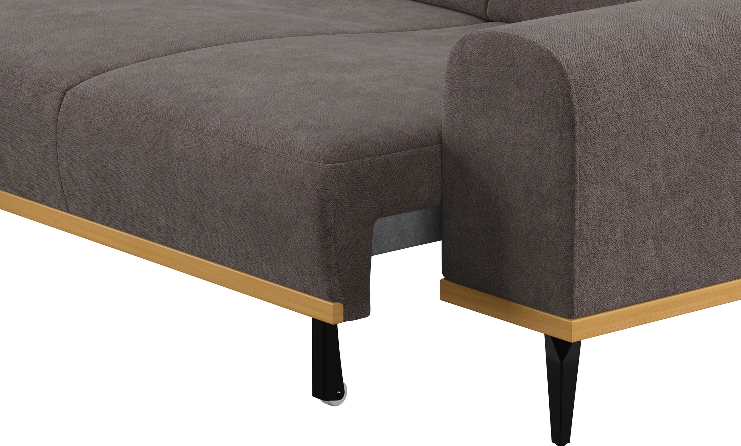 Places of Style Ecksofa »Carlo L-Form«, mit Kopfteilverstellung & Holz-Rahmenoptik, wahlweise Relaxfunktion