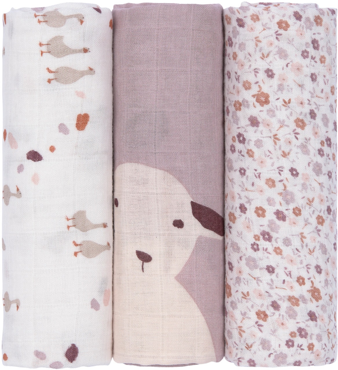 Lässig Stoffwindeln »Tini Farmer, Mulltuch-Set L, Flowers Lilac« Set, 3 Stk. tlg. PETA-approved vegan in lila