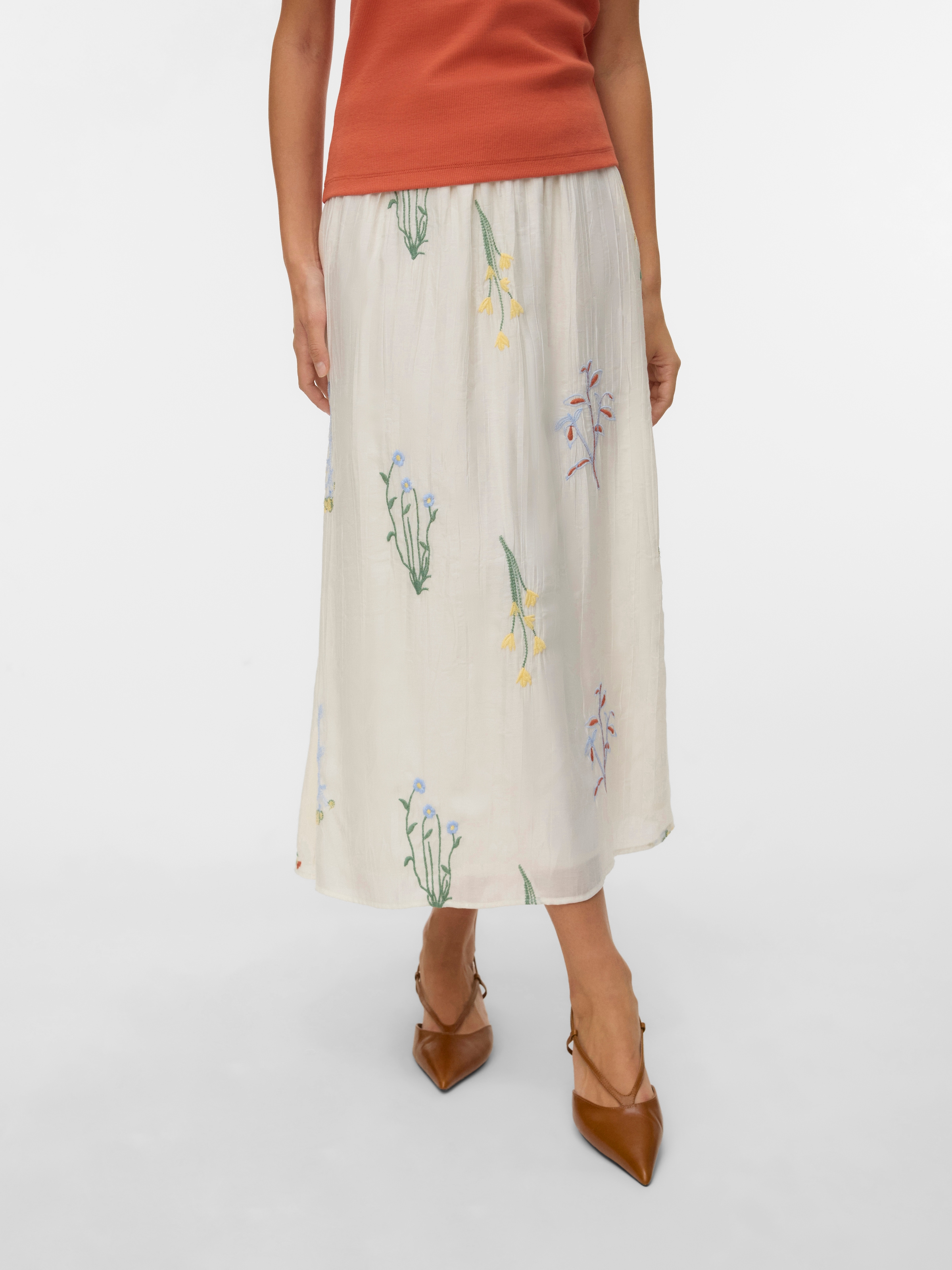 Vero Moda Sommerrock »VMLINA HW 7/8 EMB SKIRT WVN« Viskosemischung, normal geschnitten, mit Stickerei