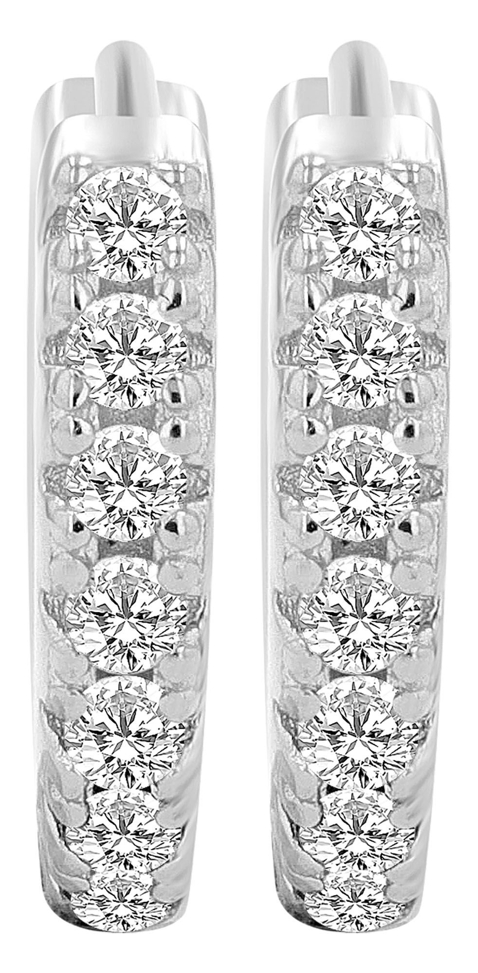 Adelia´s Paar Creolen »Damen Ohrringe ¿ Klappcreole aus 925 Silber mit Zirkonia«