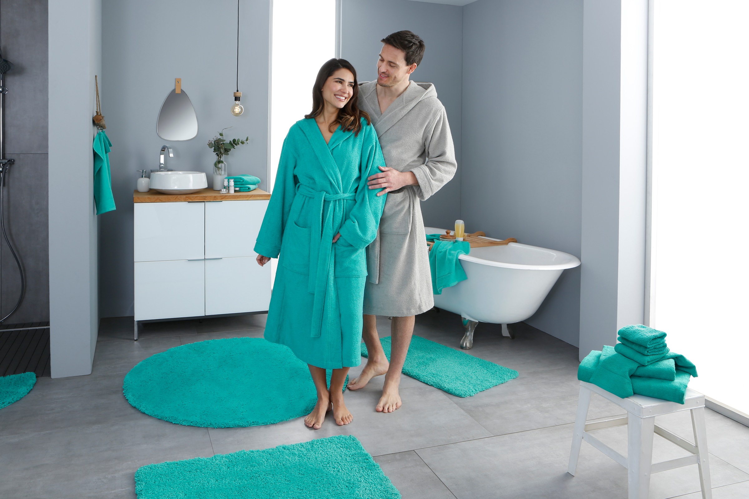 my home Unisex-Bademantel »Sanremo, ideal für Sauna & Spa, Hotelbademantel, Morgenmantel«, (1 St.), mit Taschen, Damen & Herren Bademäntel, S-3XL