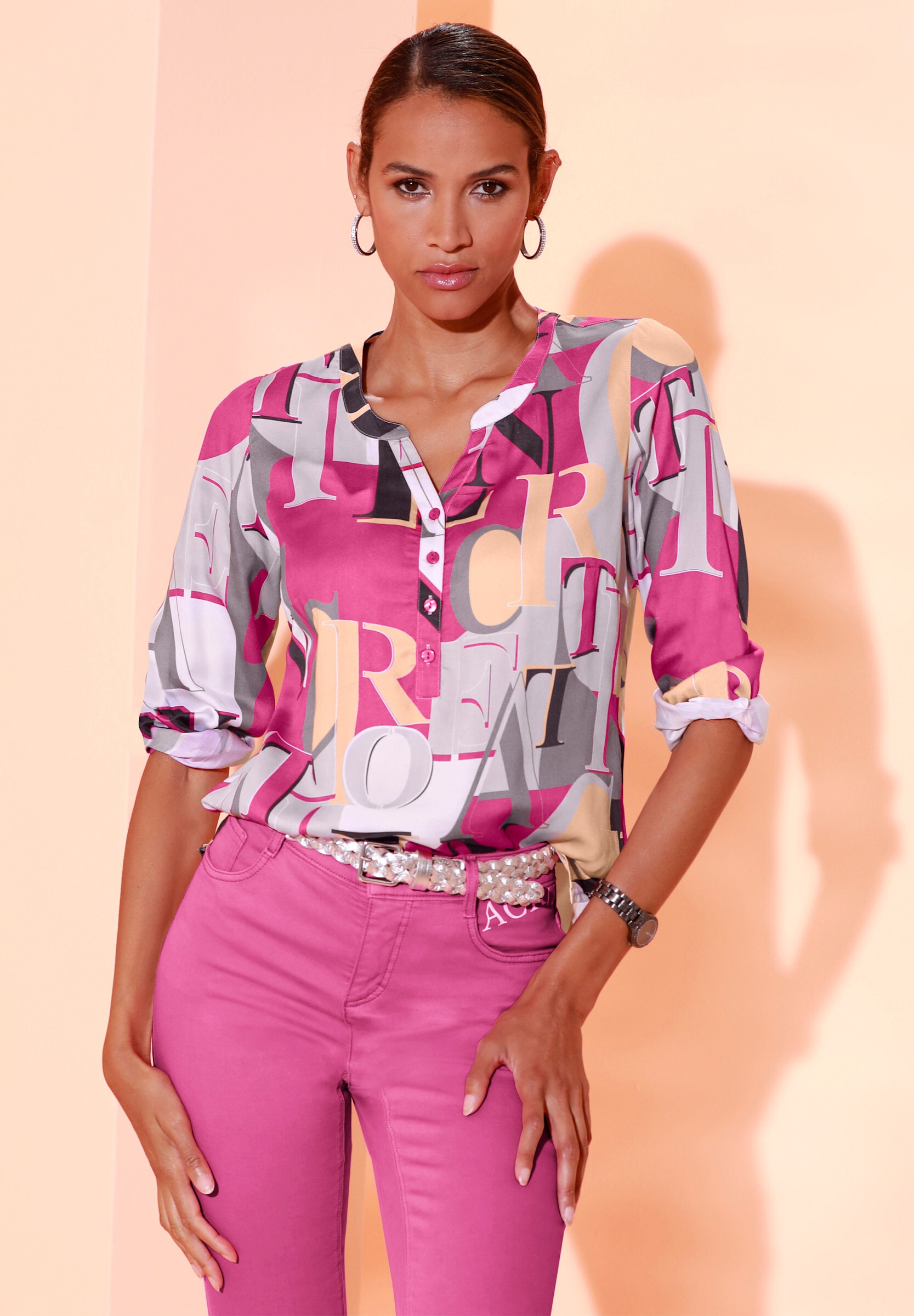 creation L Klassische Bluse »Modal-Bluse Schlupfbluse mit Krempelärmel«