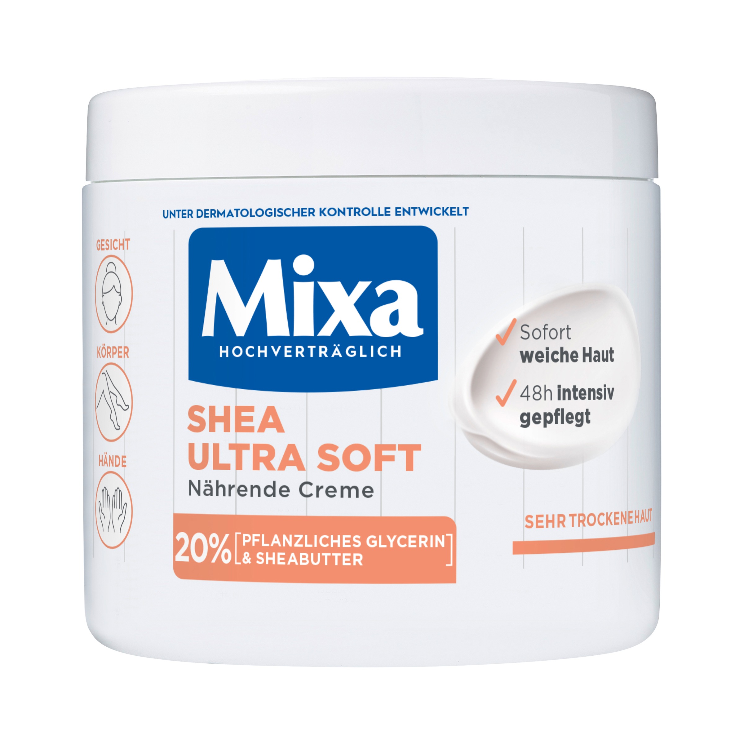 Mixa Körpercreme »MIXA SHEA INTENSIVE NÄHRENDE CREME« für sehr trockene Haut für Babys, Kinder und Erwachsene