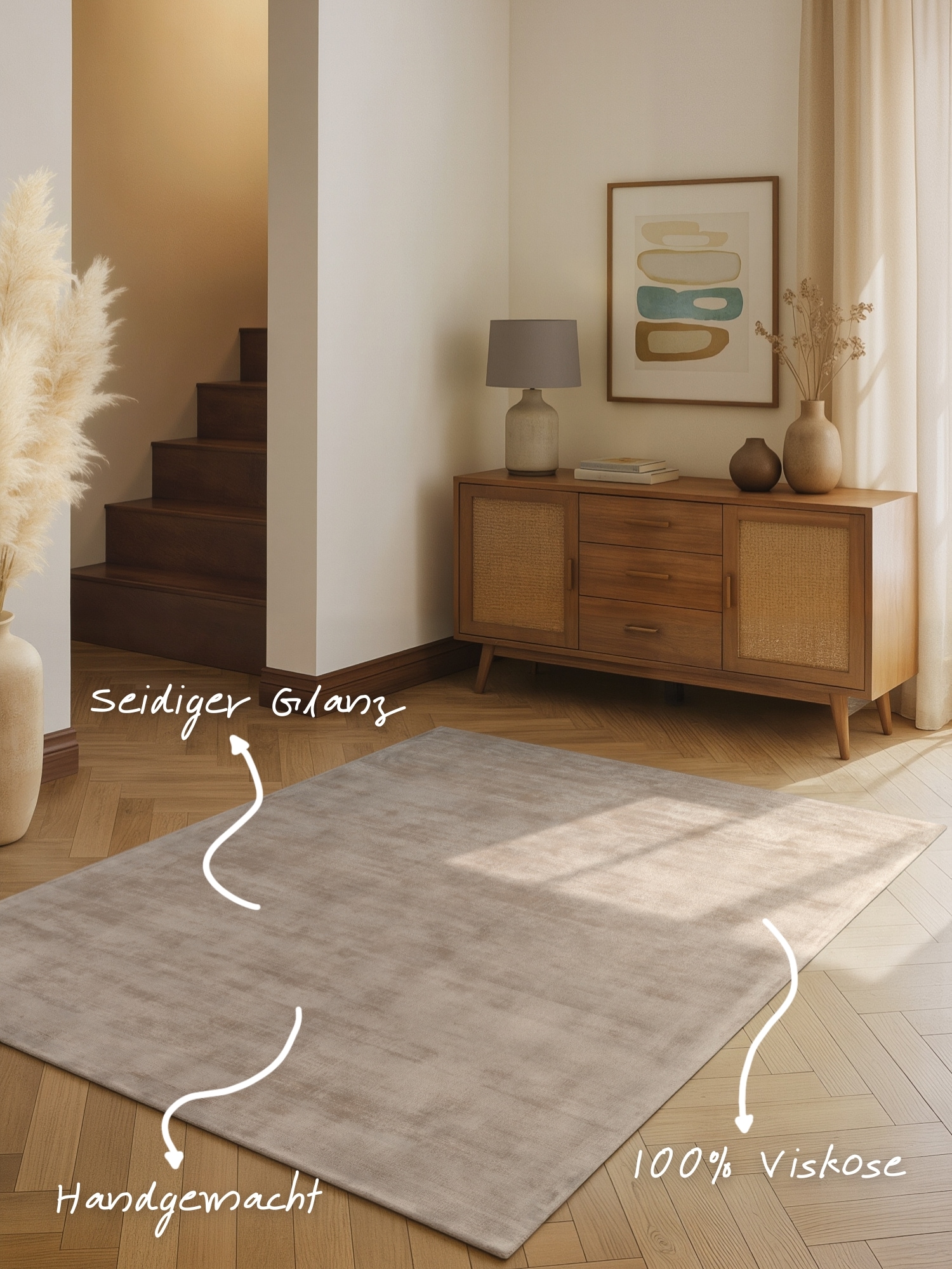 vikosa Teppich »Noemi« rechteckig 10 mm Höhe Dezenter Glanz, Weich, Seidenoptik, Viskose, Wohnzimmer, Schlafzimmer