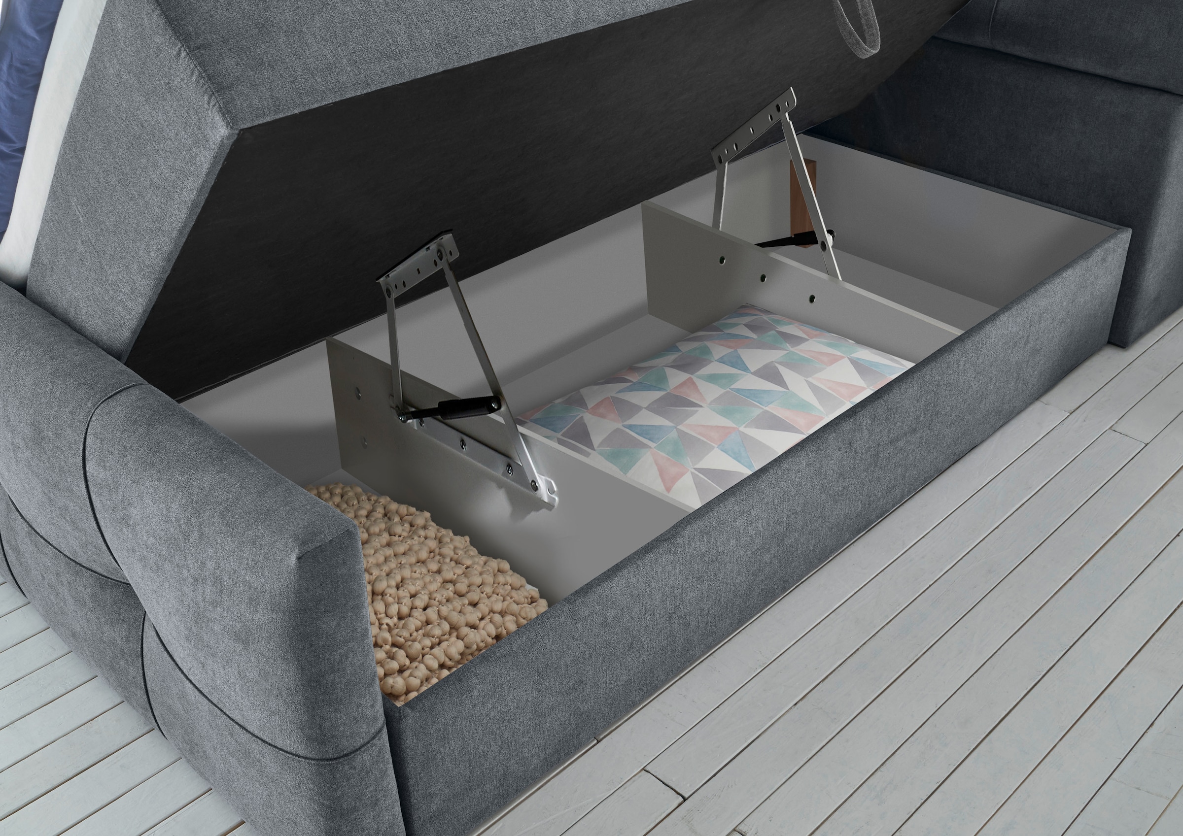 ED EXCITING DESIGN Boxbett »Redmond« 5 Stk. tlg. inkl. Zwei Bettkästen, Stauraum im Kopfteil und Topper