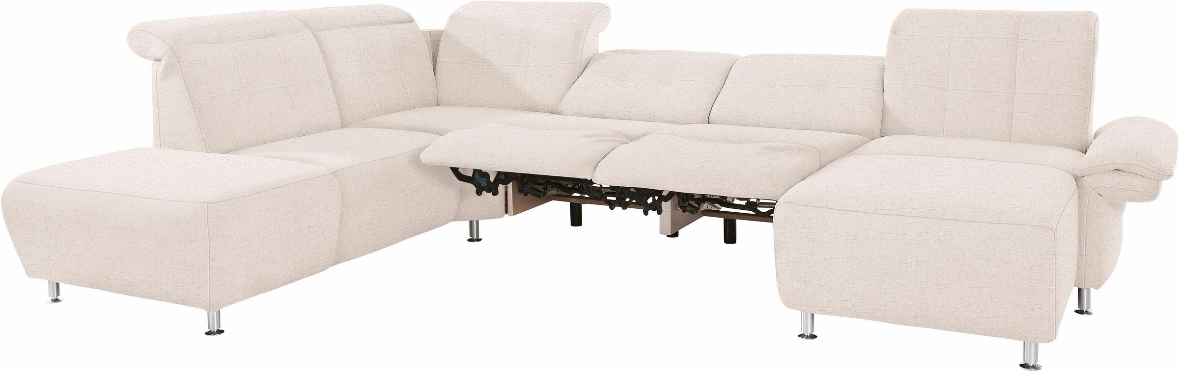 Places of Style Wohnlandschaft »Manhattan U-Form«, 2 Sitze mit elektrischer Relaxfunktion, verstellbare Armlehnen