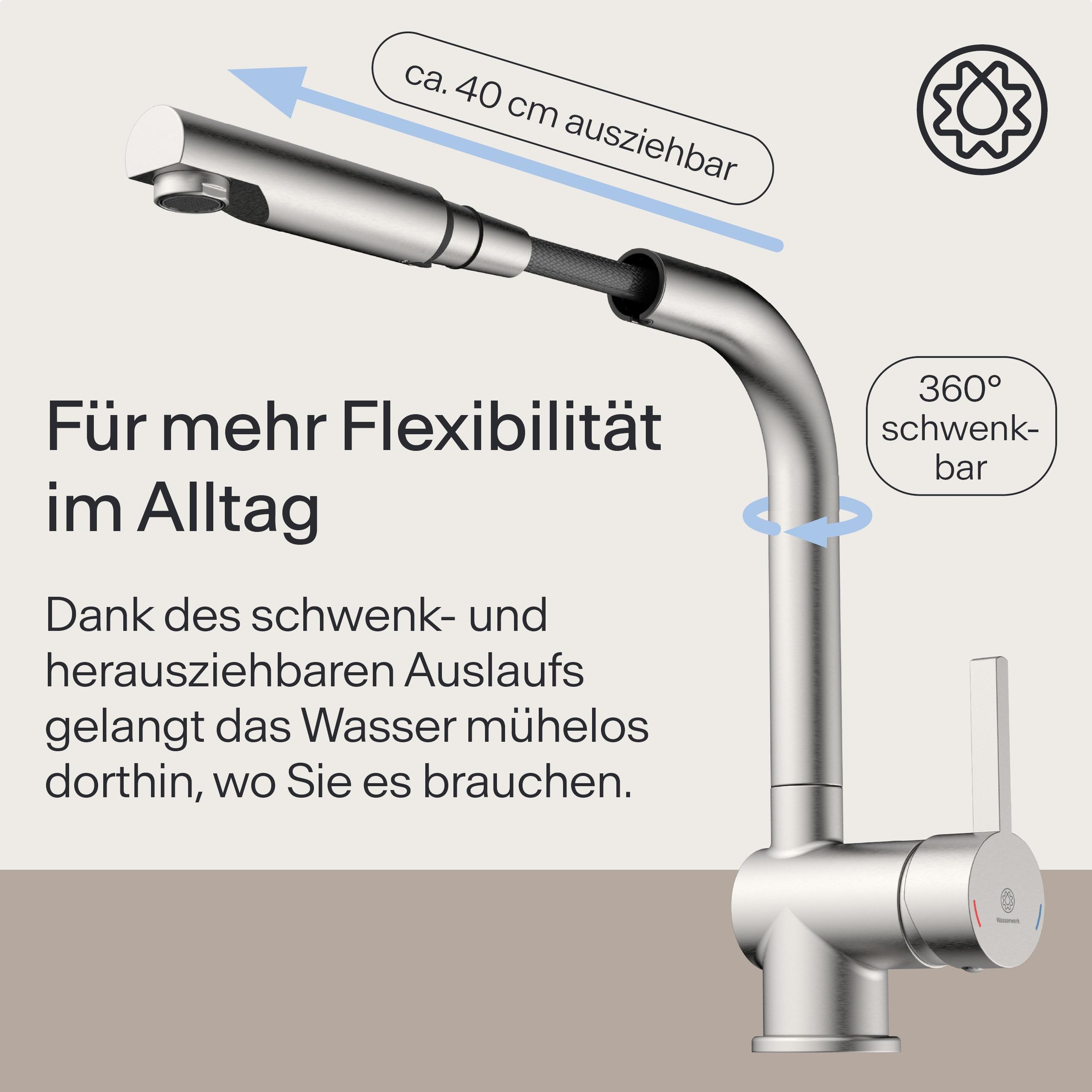 WASSERWERK Spültischarmatur »WK 4, Wasserhahn, Küche, Einhebelmischer«