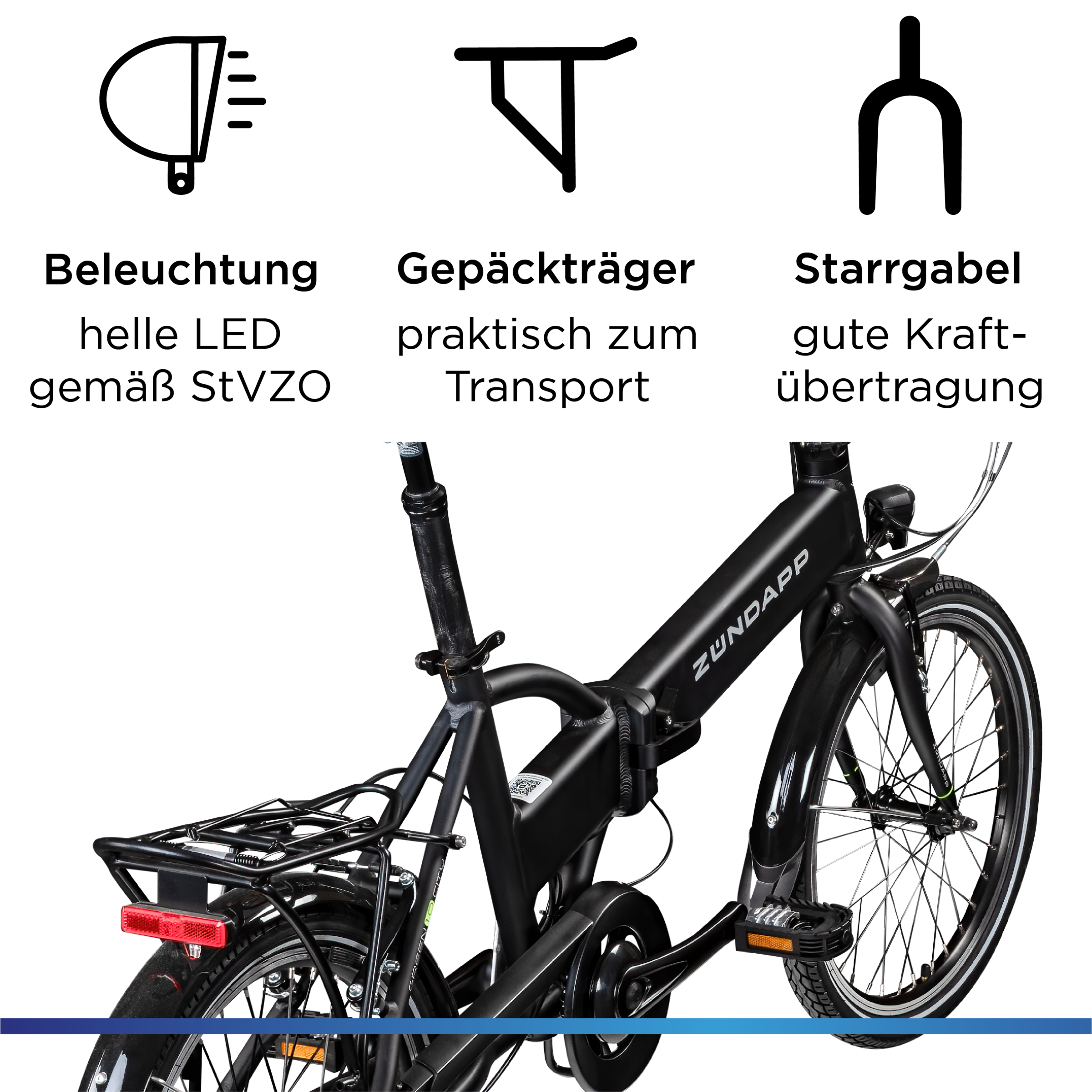 Zündapp »Z101« 6 Gang Shimano Tourney RD-TY300 Schaltwerk Kettenschaltung Heckmotor 250 W Pedelec, Elektrofahrrad für Damen u. Herren