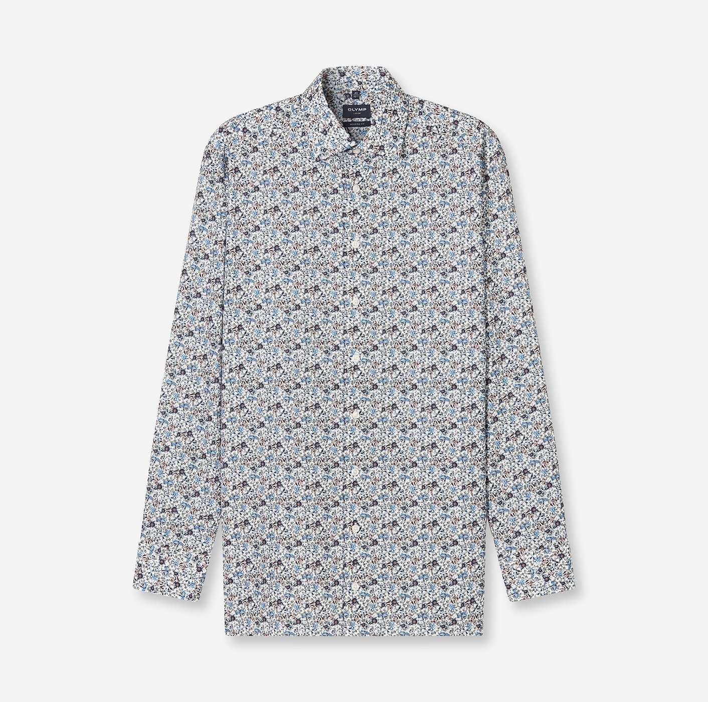 OLYMP Langarmhemd »Luxor modern fit« Modern Fit, Businesshemd, New-Kentkragen, gemustert