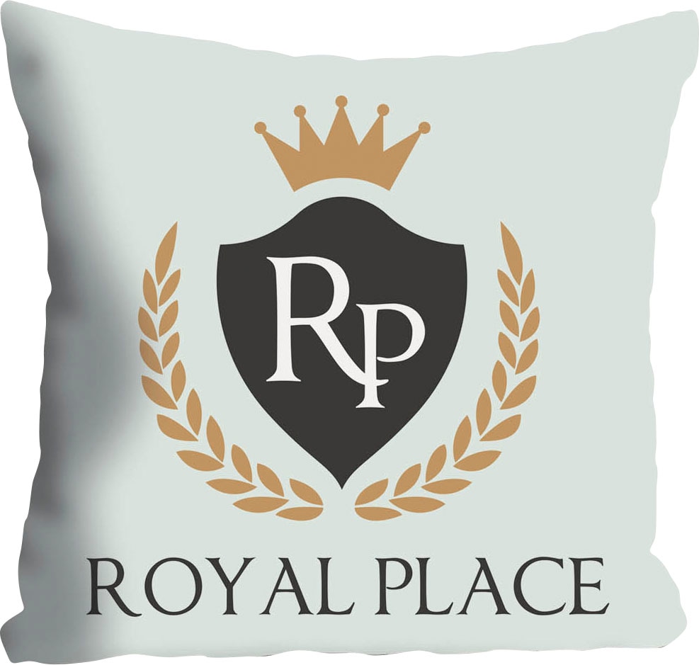 queence Dekokissen »Royal Place« mit Schriftzug und Krone, Kissenhülle ohne Füllung, 1 Stück
