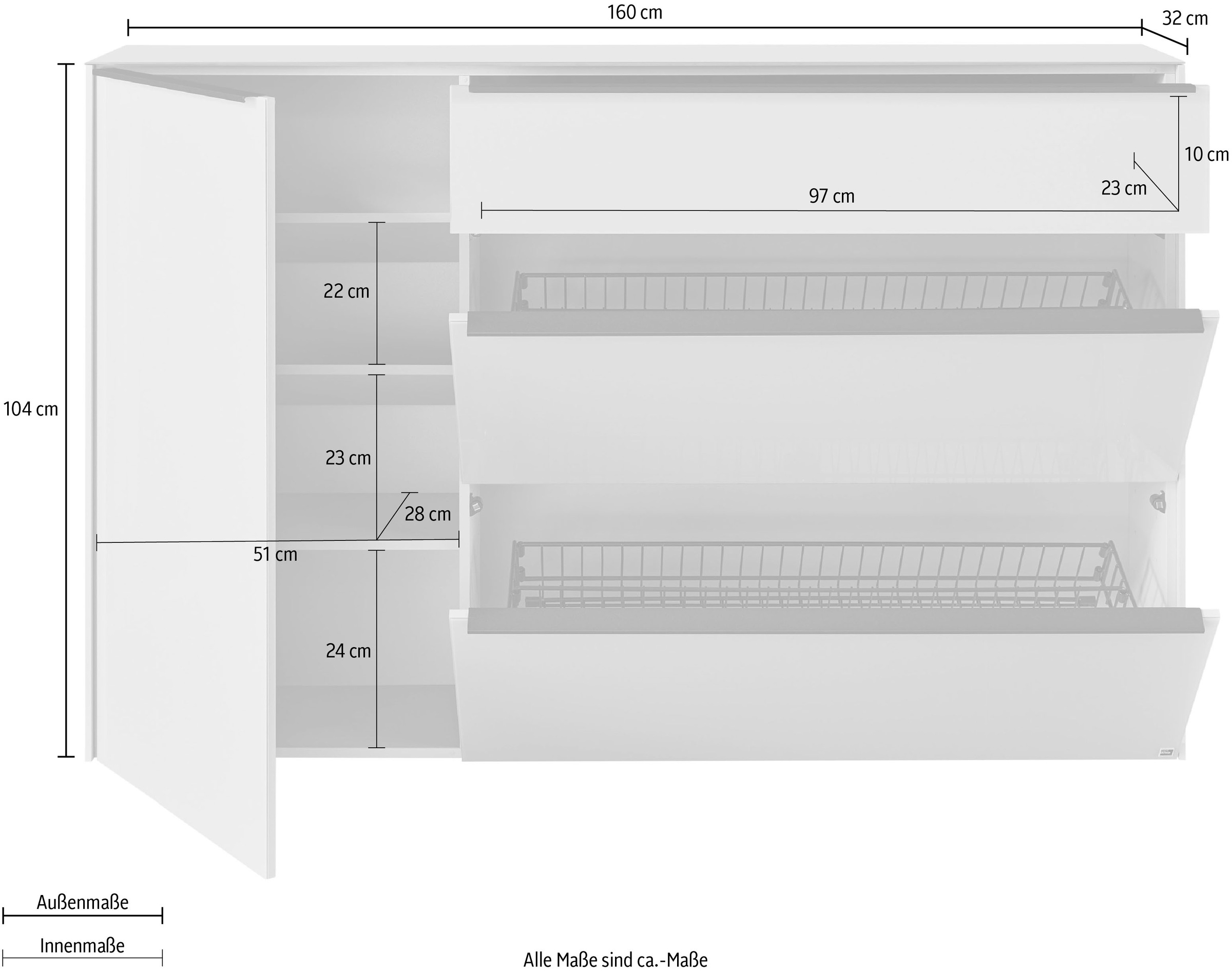 set one by Musterring Sideboard »reno-Dielen« 1 Stk. tlg. 1 Schubkasten, 2 Klappen, 1 Tür, Glasfronten in 2 Farben, 160 x 104 cm
