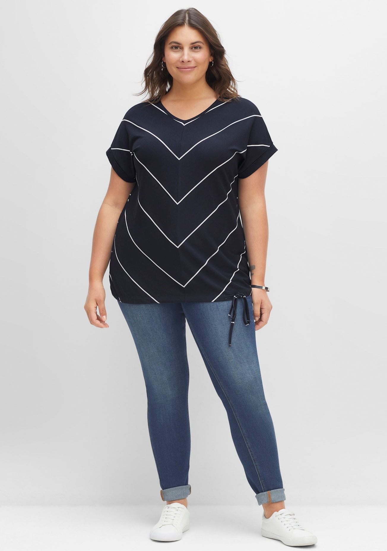 Sheego Damen Kurzarmshirt »T-Shirt« 1 Stk. tlg. in blau, Größe 56