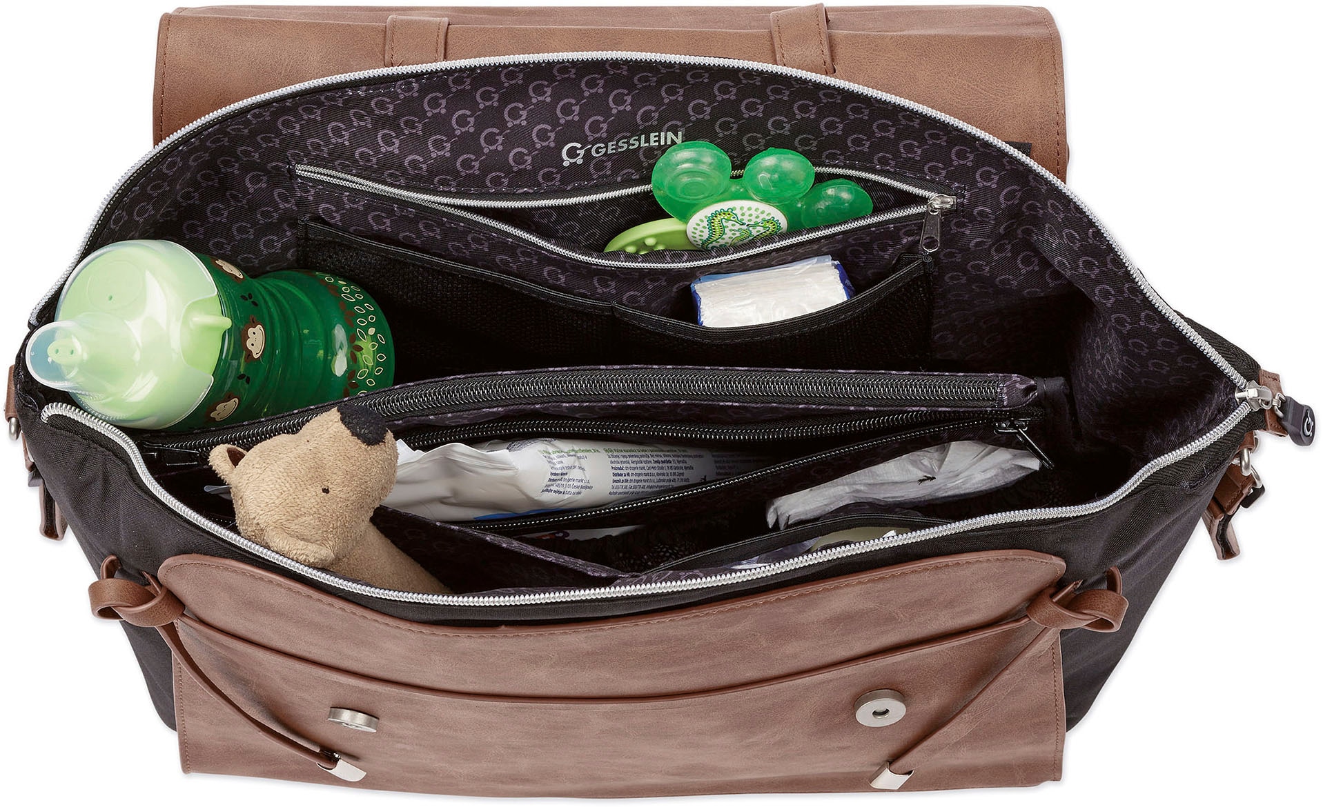 Gesslein Wickeltasche »N°4 tabak, rosa/pink«, mit Wickelauflage und Flaschenhalter, Made in Germany