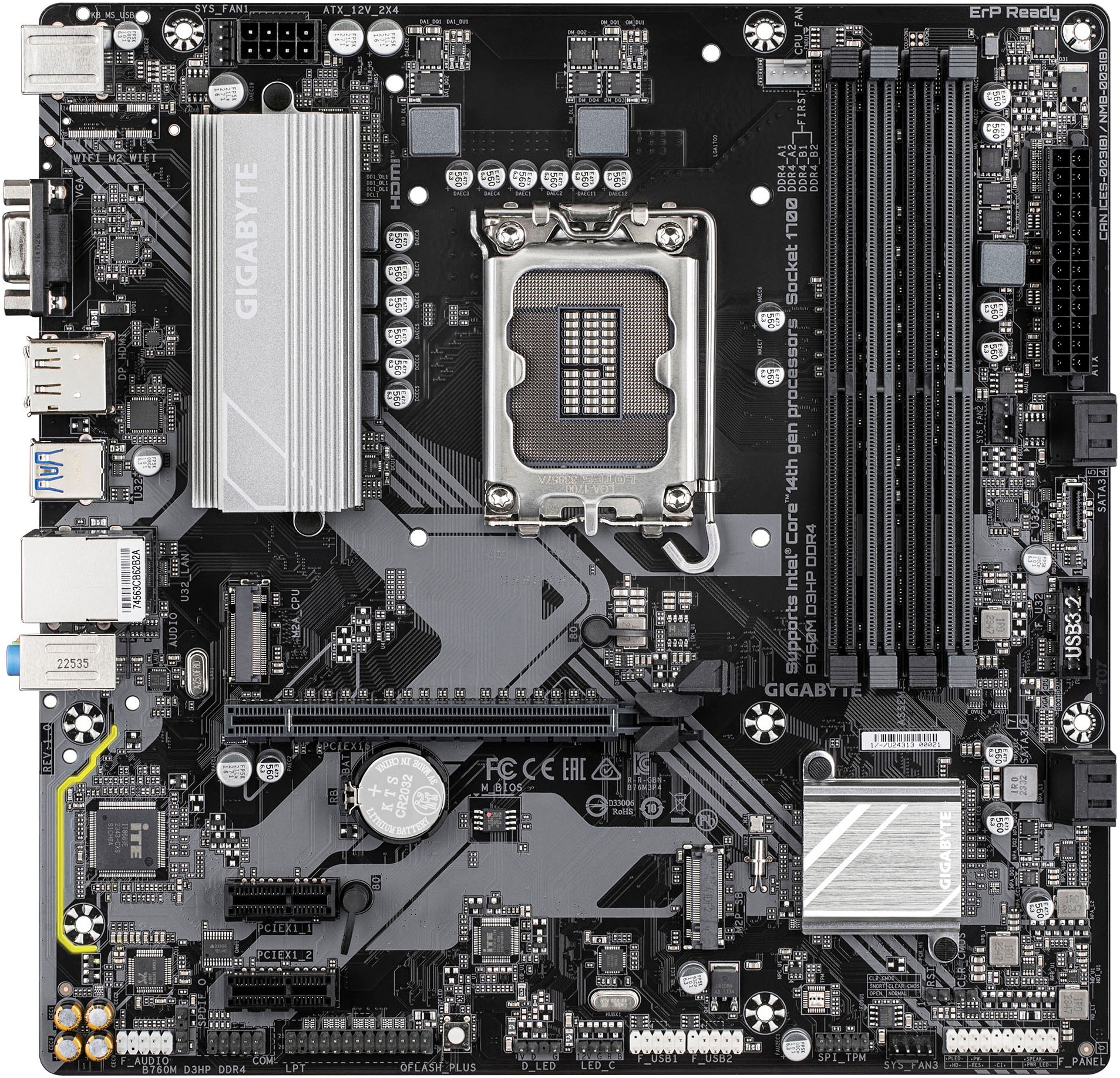 Gigabyte Mainboard »B760M D3HP DDR4 Motherboard - Unterstützt Intel Core 14. Gen CPUs, 4+1«