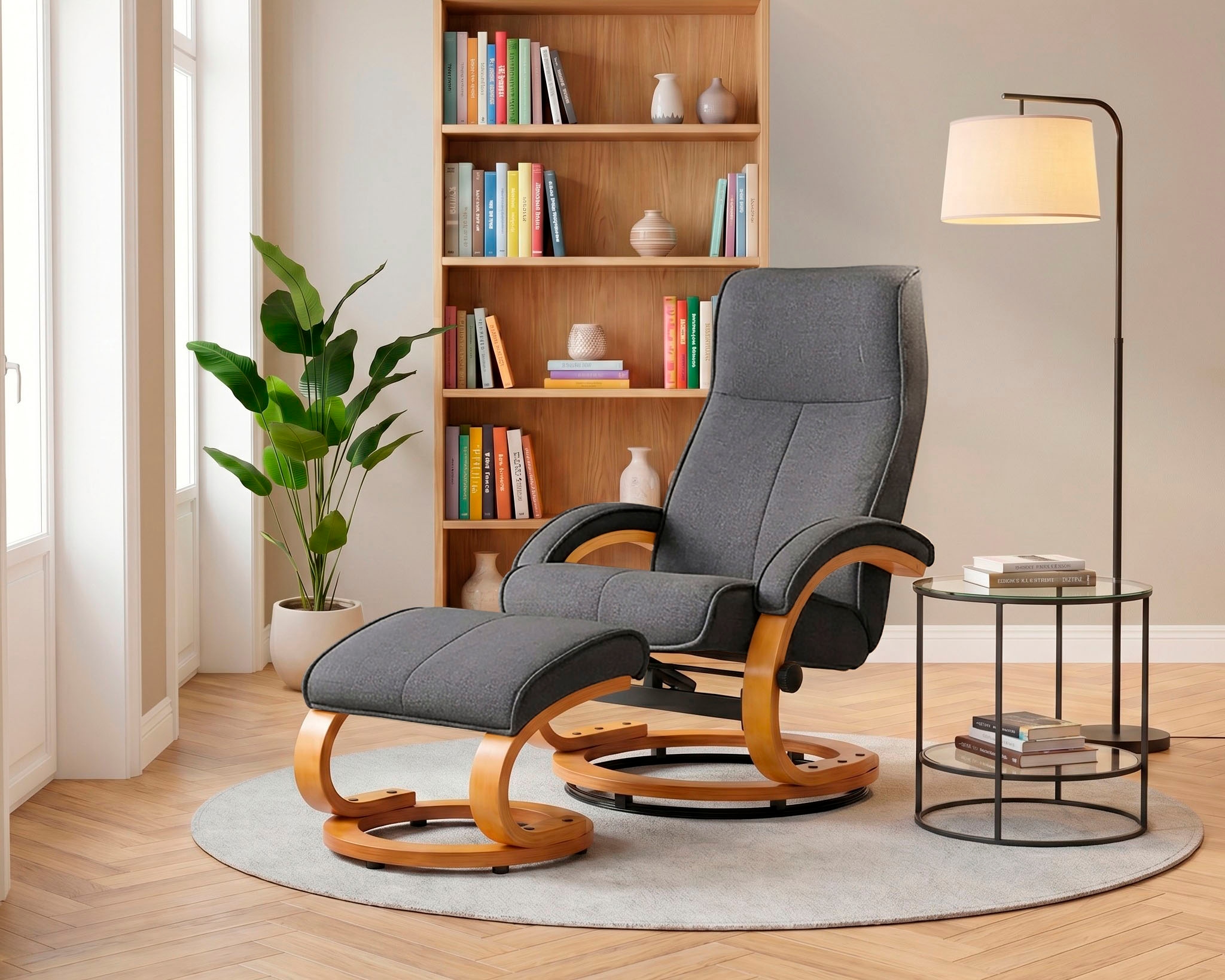 OTTO home Relaxsessel »mit Hocker PARIS Webstoff - OTTO. Verlässliche Qualität.« bestehend aus Sessel und Hocker, 2 Stk. tlg. Relaxfunktion, Dreh- und Kippfunktion, Unser Dauertiefpreis