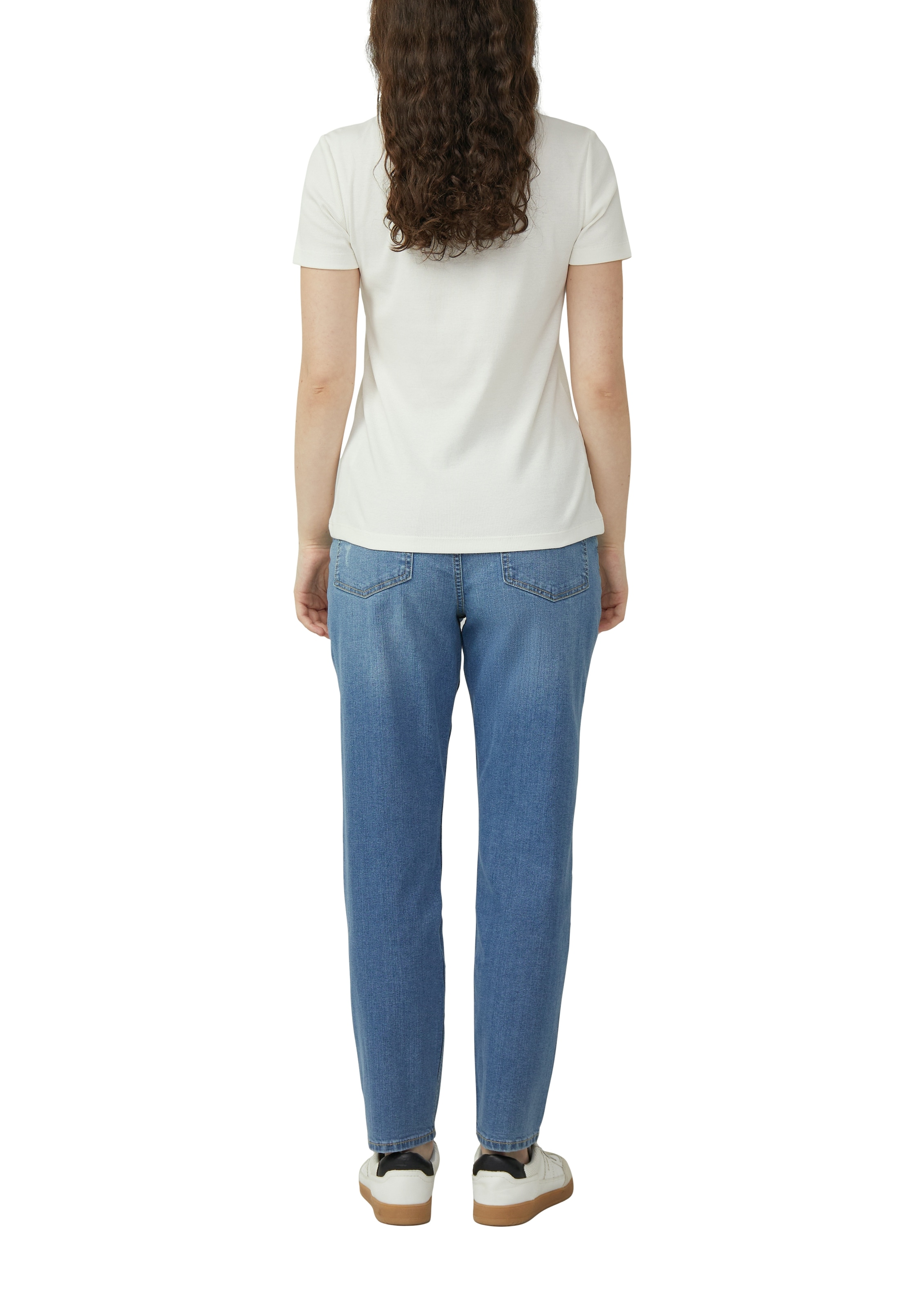 s.Oliver Kurzarmshirt mit V-Ausschnitt und Spitze