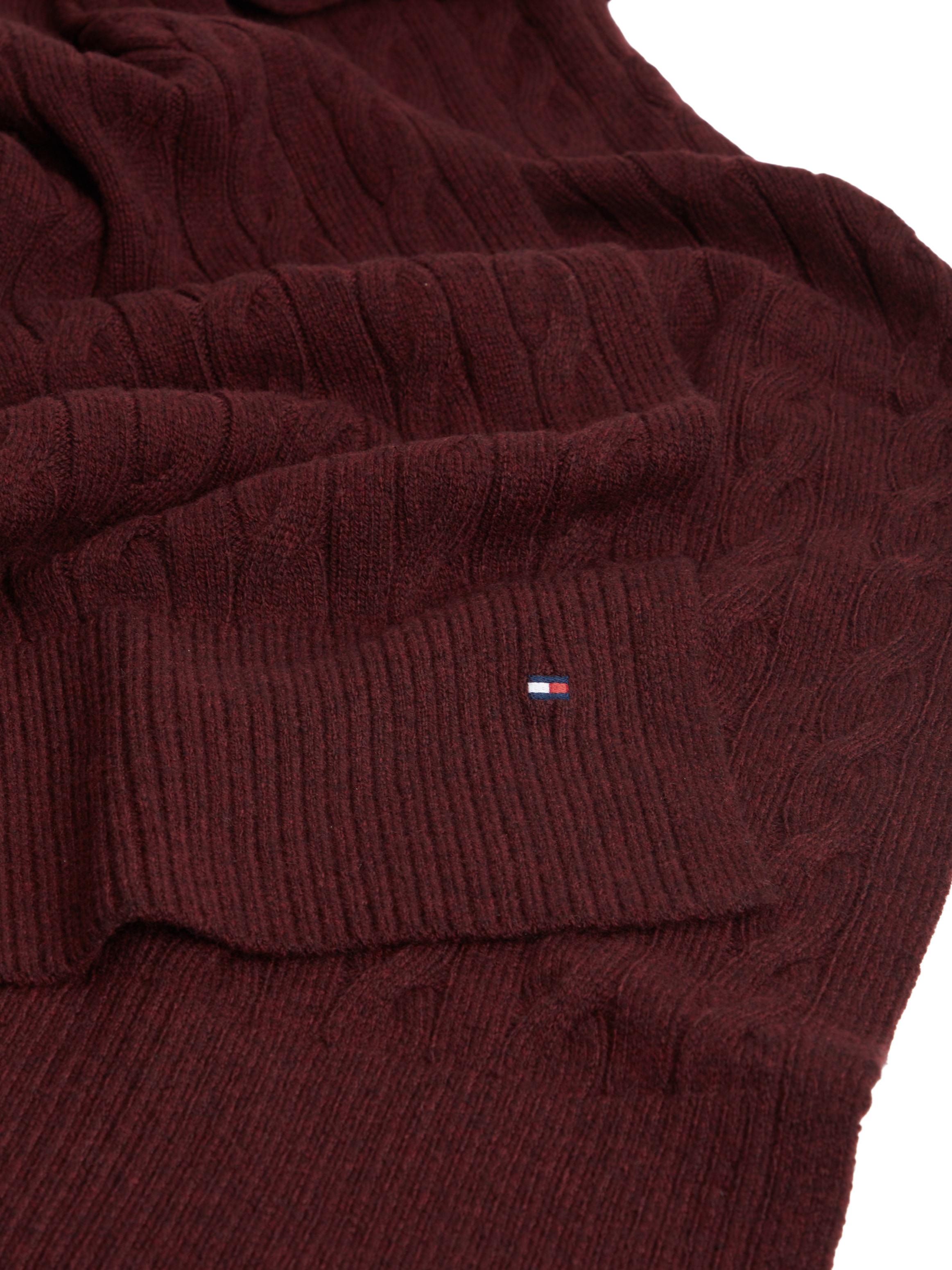 Tommy Hilfiger Strickschal »TH FLAG CABLE« aus Lammwollmix mit Zopfmuster
