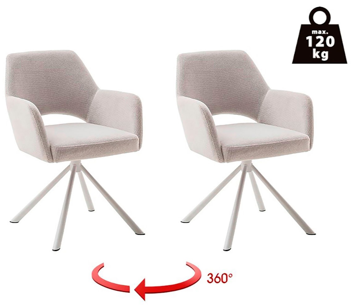 MCA furniture 4-Fußstuhl »BEVERLY«, (Set), 2 St., Chenilleoptik, Esszimmerstuhl,Chenilleoptik,360°drehbar,Sitzhöhe 49cm,belastbar 120kg