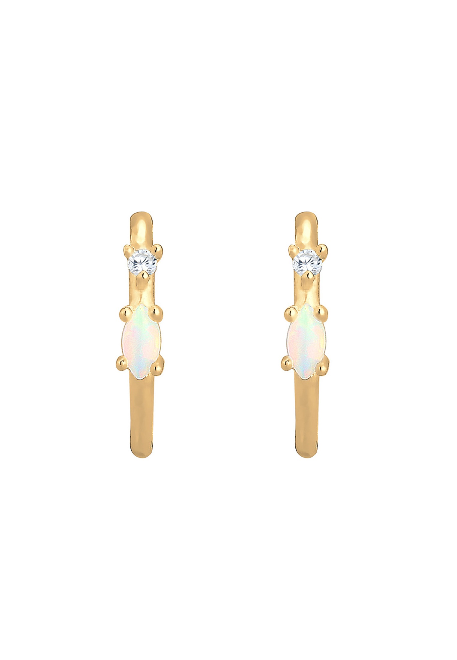 Elli Paar Creolen »Ohrringe Stecker Opal Marquise und Zirkonia 925 Silber«