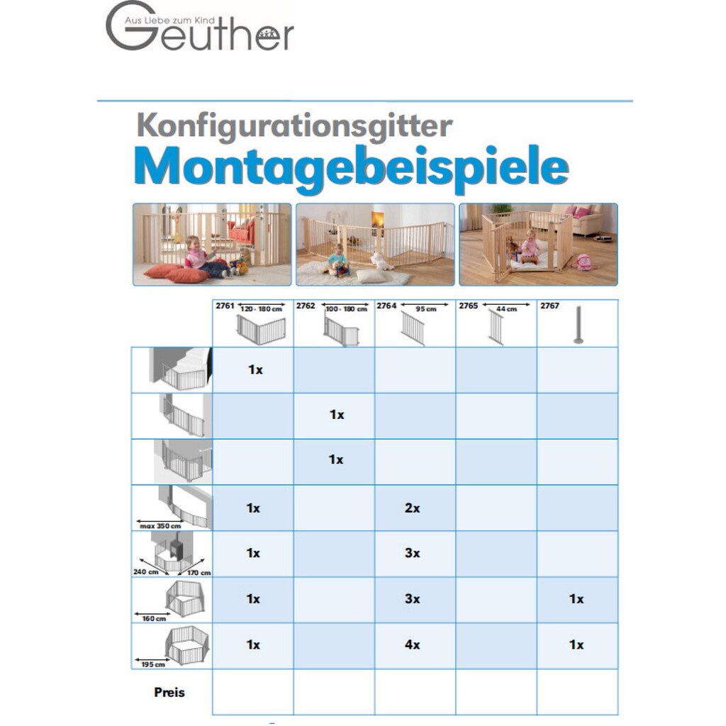 Geuther Universalschutzgitter »Konfigurationsgitter-Set 2, natur«, aus Holz