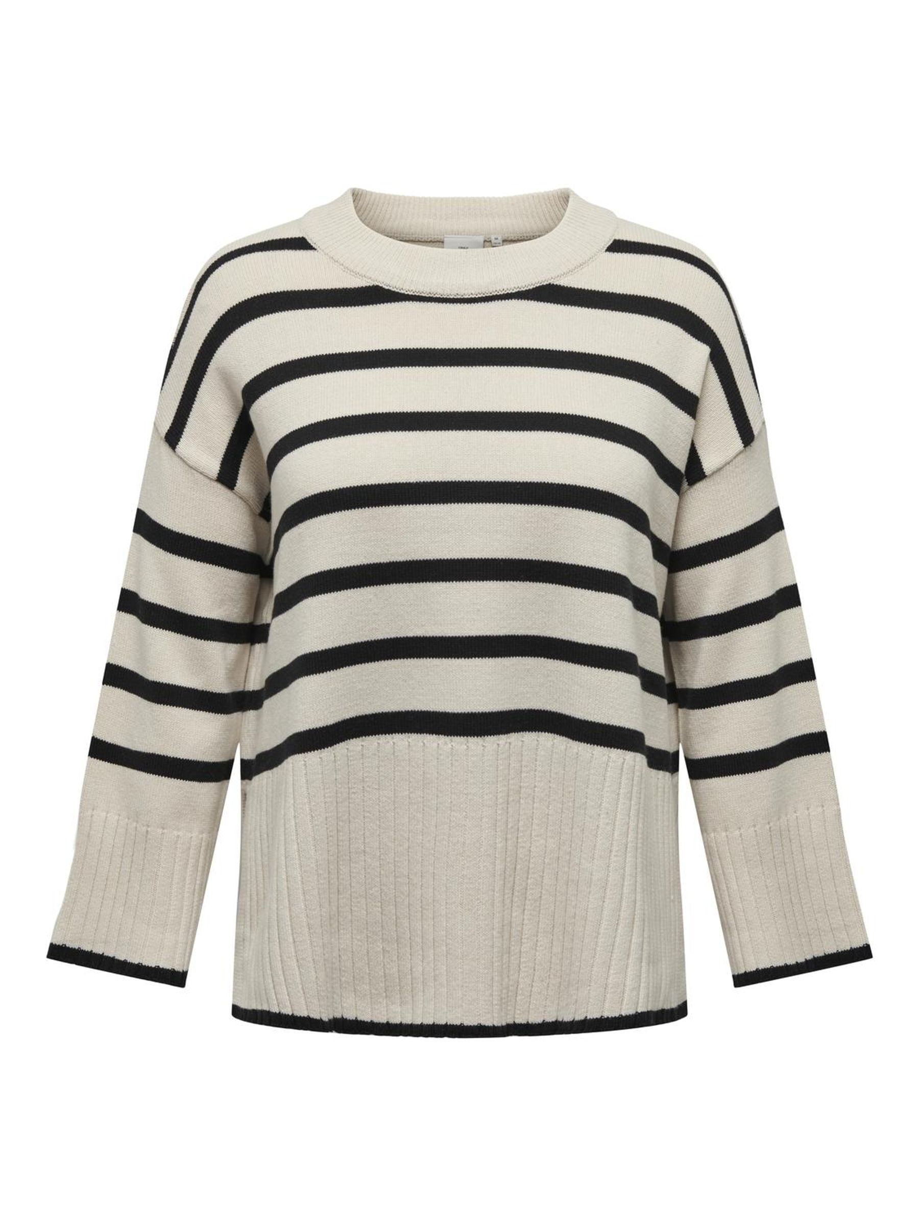 ONLY CARMAKOMA Rundhalspullover »CARHELLA LS LOOSE STRIPED O-NECK KNT«