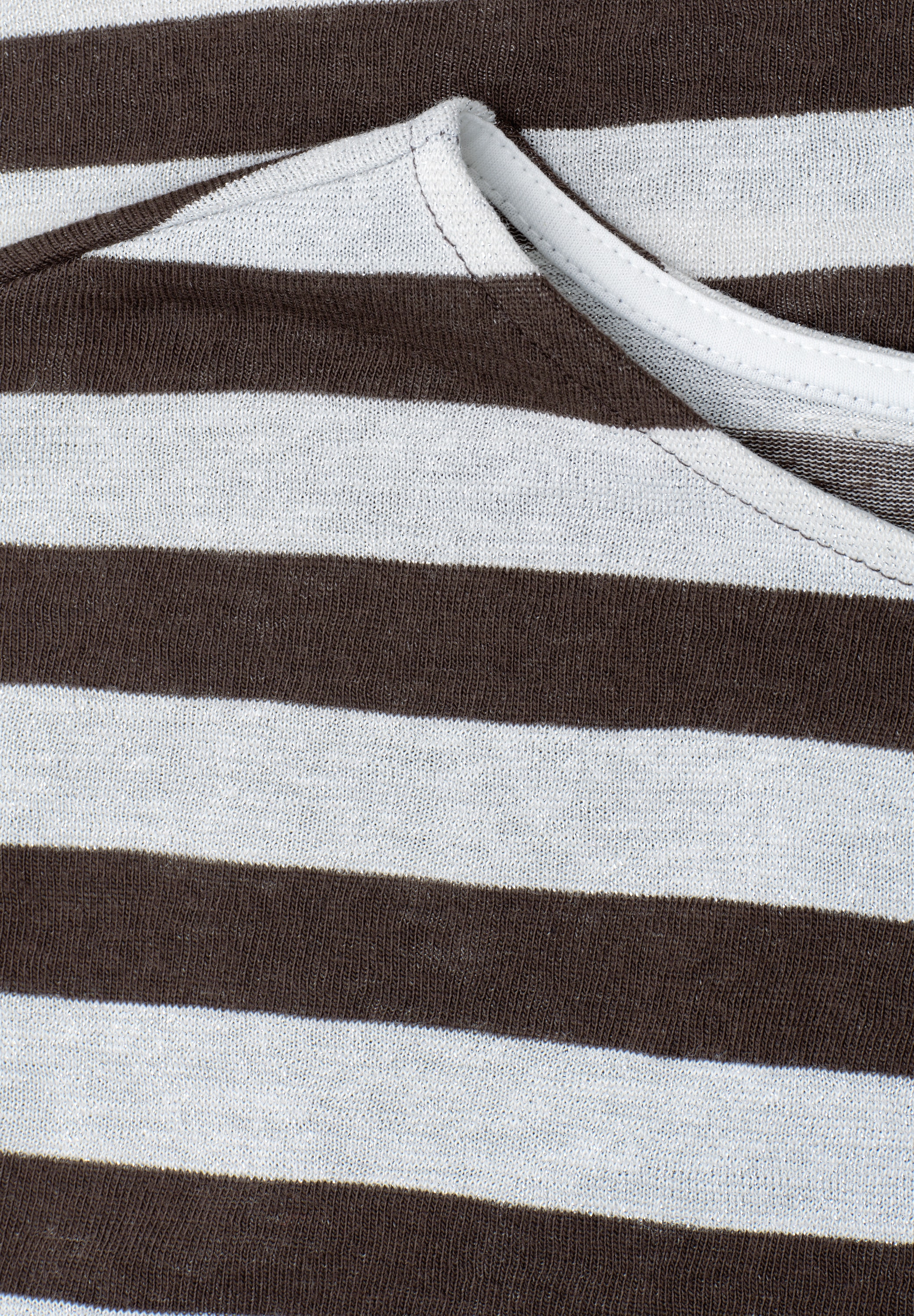 STREET ONE Shirttop Streifenmuster mit Glitzerdetails, seitliche Schlitze