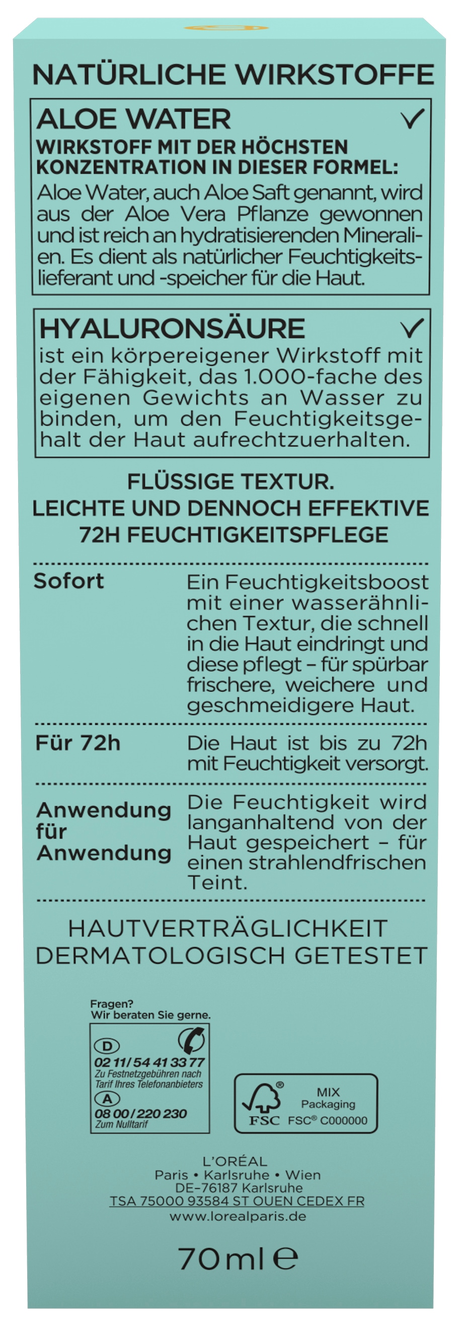 L'ORÉAL PARIS Gesichtsfluid »Hydra Genius Aloe Aqua« hochkonzentrierte Feuchtigkeit, zieht sofort ein, weichere Haut