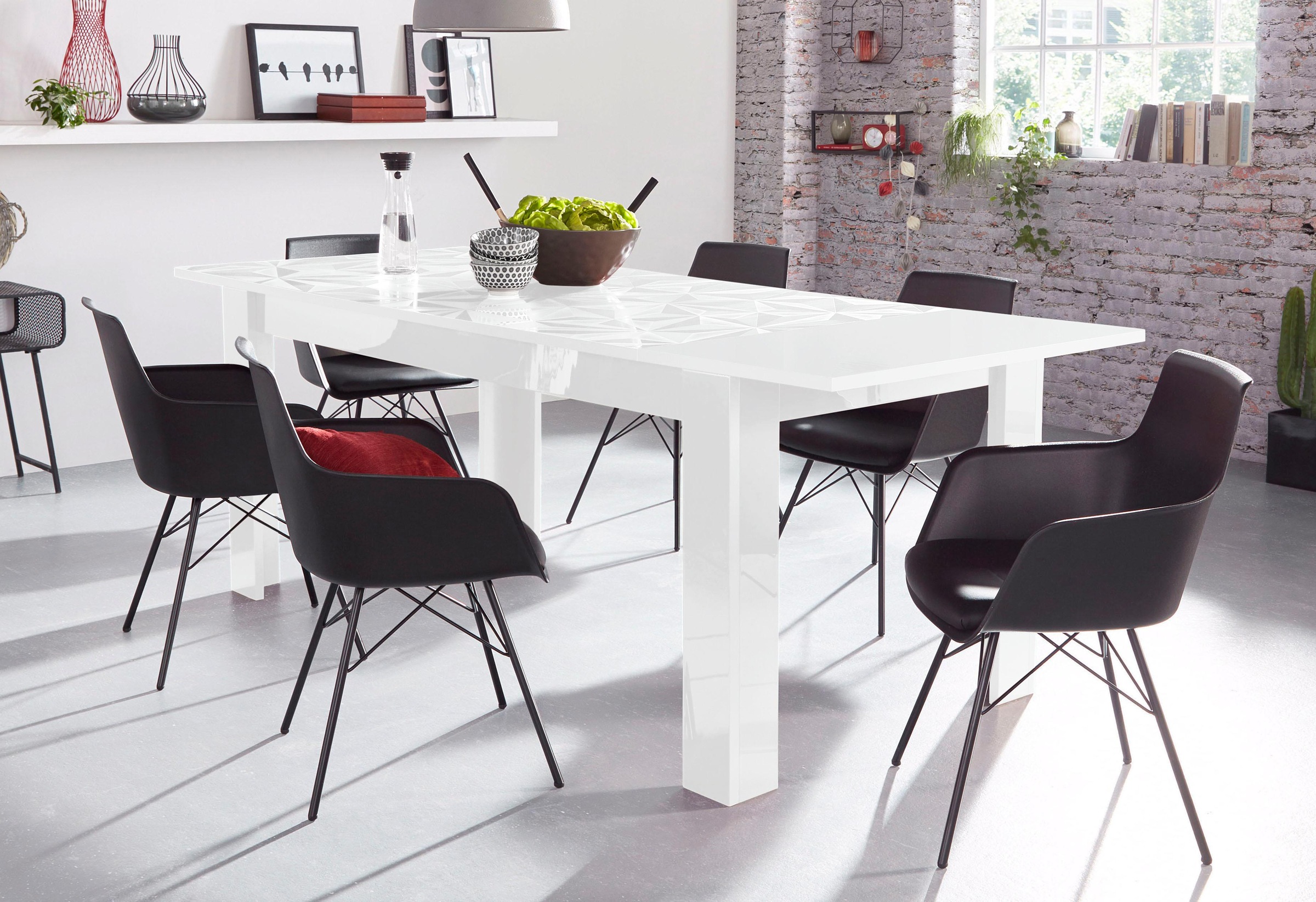 INOSIGN Esstisch »Prisma 180x90 cm, Esszimmertisch, ausziehbar, erweiterbar auf 228 cm«, rechteckig,Tischplatte Stärke 22 mm u. mit elegantem Siebdruck
