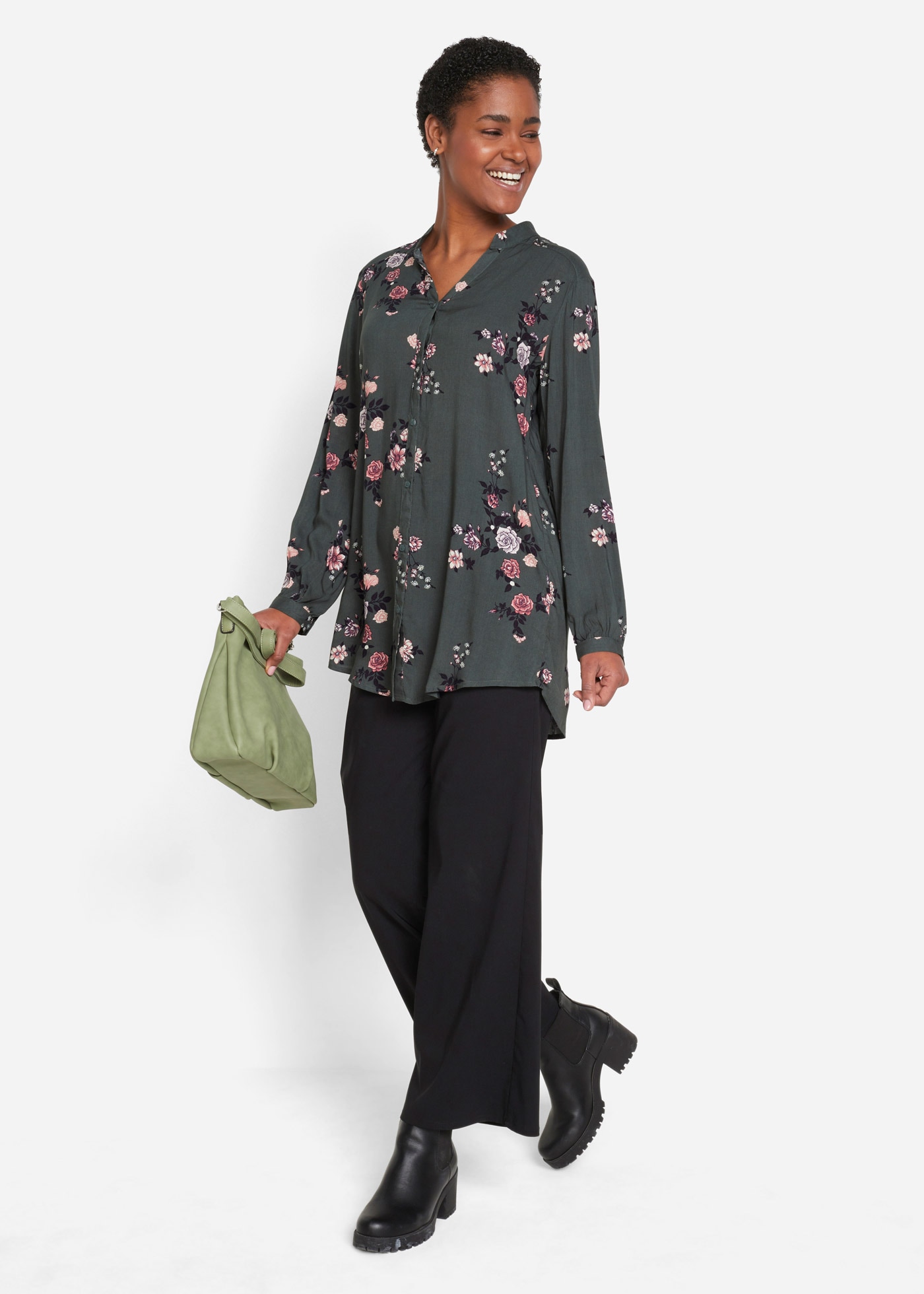 bonprix Longbluse in lockerer Tunika-Passform, aus Viskose, hinten länger geschnitten