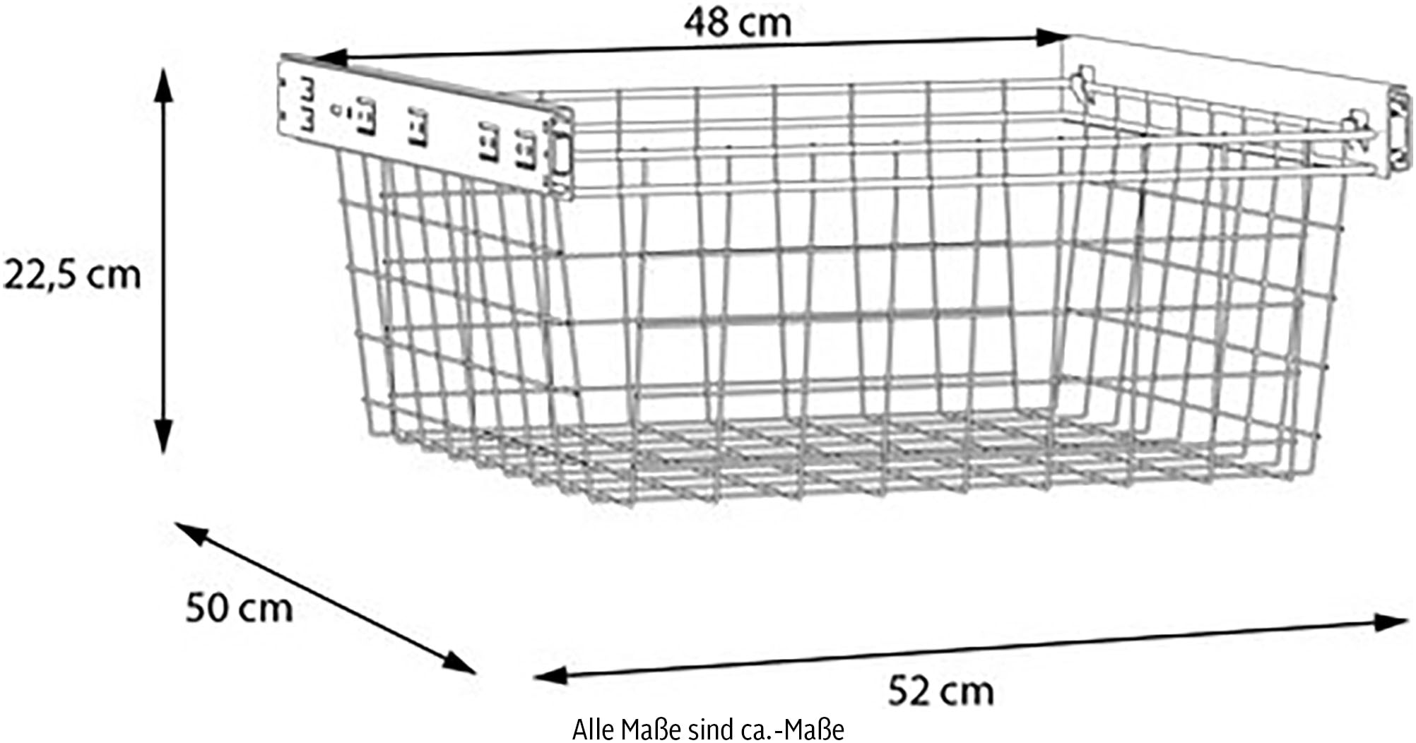 FORTE Inneneinteilung »Lieferumfang siehe Piktogramm mit Maßen« B/H/T 52/22,5/50 cm, optinal bestellbar, Metallkorb