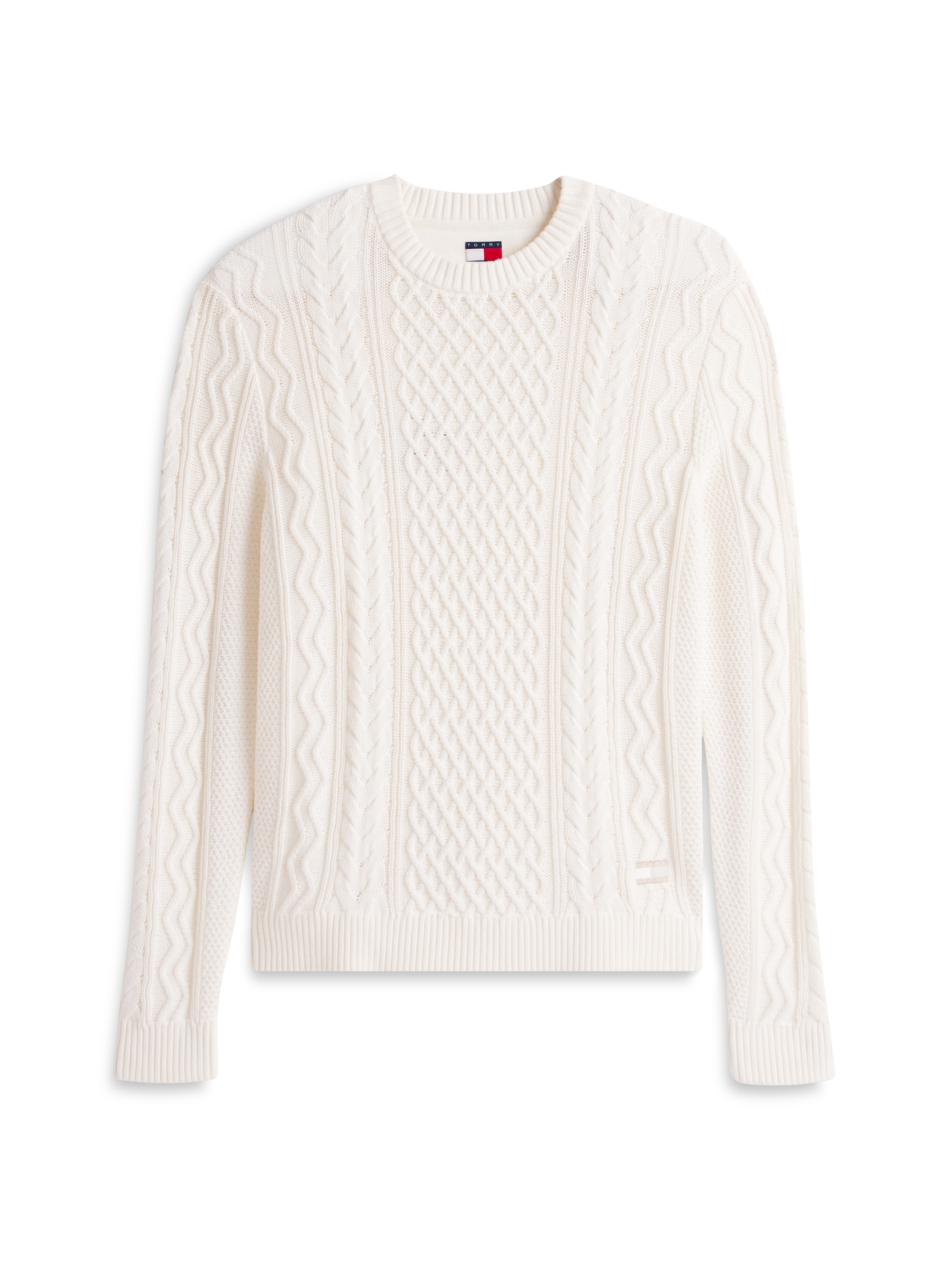 Tommy Jeans Strickpullover »BADGE CABLE«, Slim Fit, Rundhals